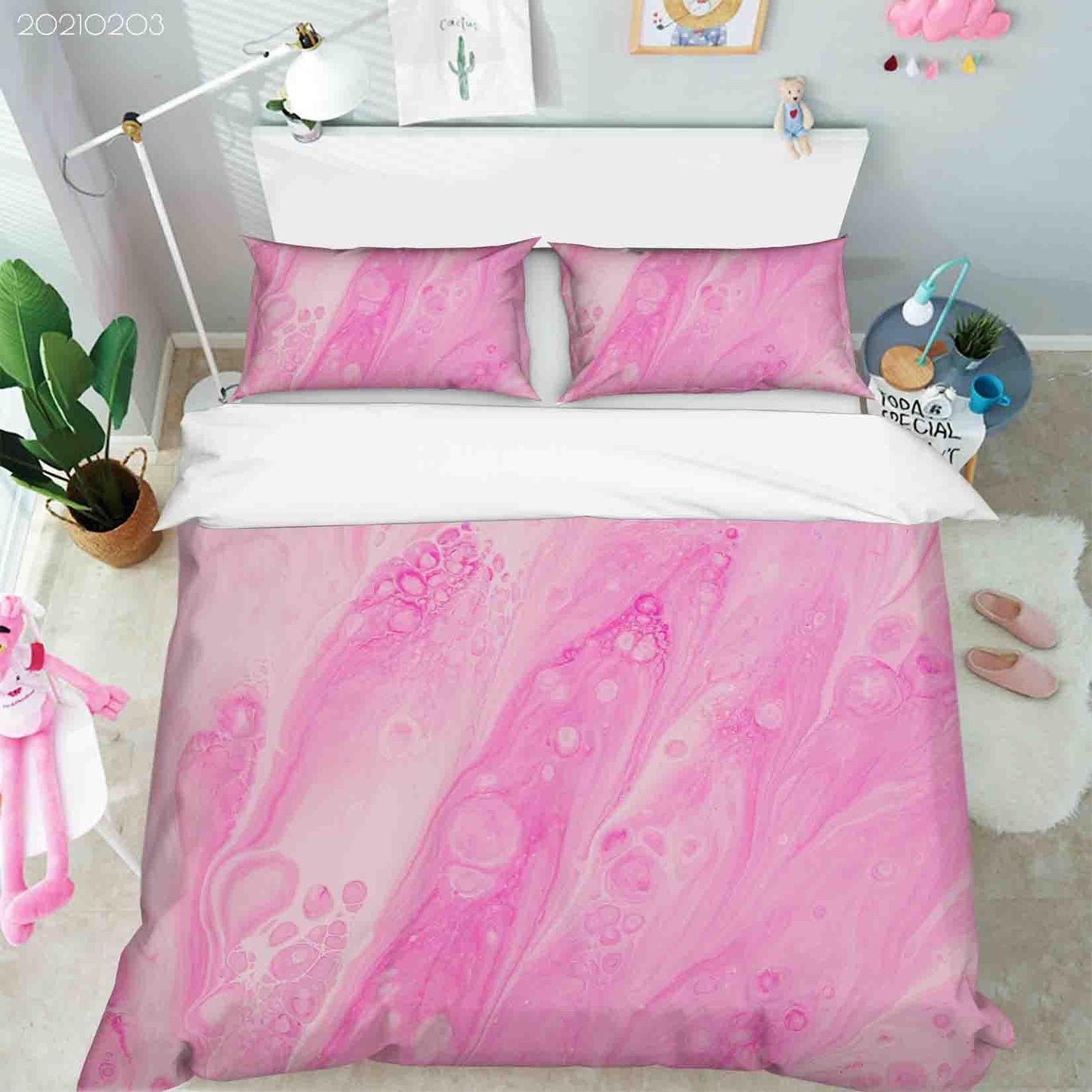 3D Abstract Pink Marble Texture Quilt Cover Set Bedding Set Duvet Cover Pillowcases 76