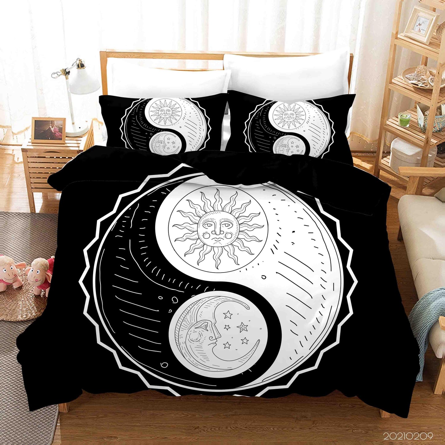 3D Black Tai Chi Moon Sun Quilt Cover Set Bedding Set Duvet Cover Pillowcases 18
