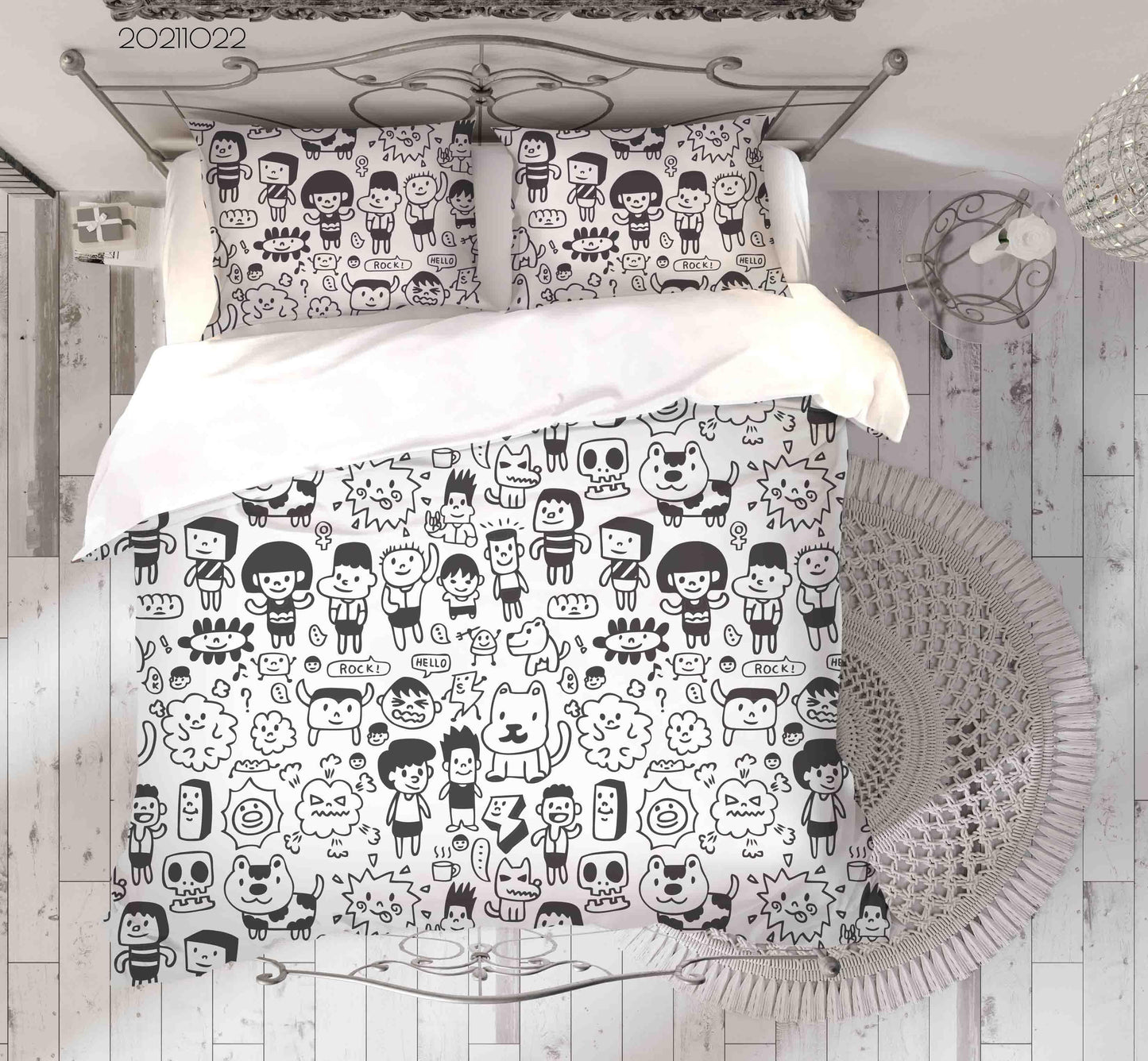 3D Cartoon Animal Kid Doodle Quilt Cover Set Bedding Set Duvet Cover Pillowcases 72