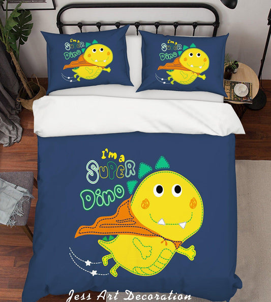3D Cartoon Dinosaur Yellow Quilt Cover Set Bedding Set Pillowcases 158