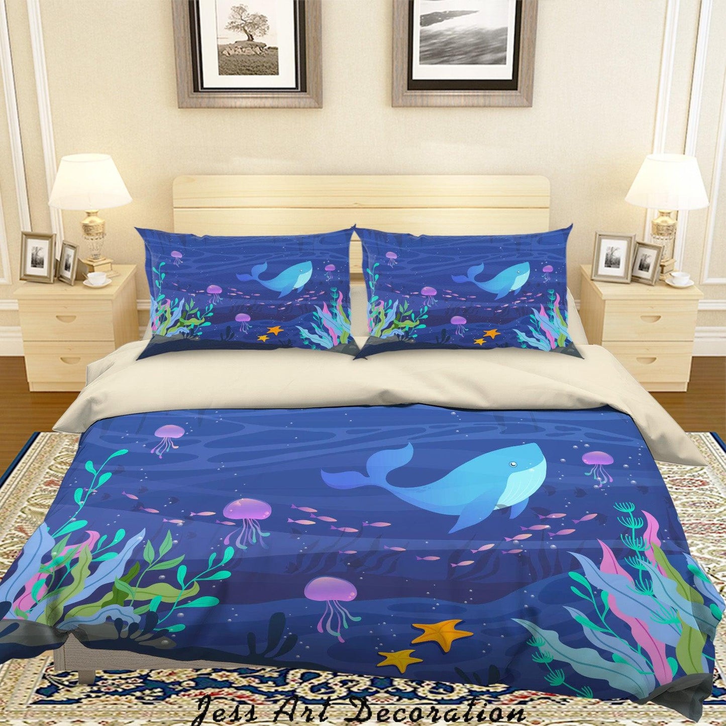 3D Cartoon Marine Dolphin Quilt Cover Set Bedding Set Duvet Cover Pillowcases A383 LQH