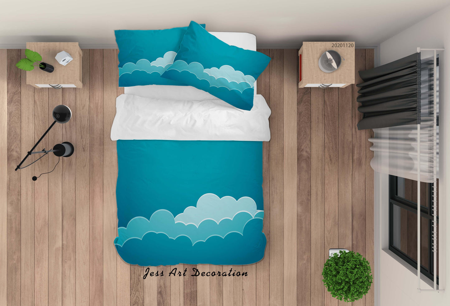 3D Blue Cloud Quilt Cover Set Bedding Set Duvet Cover Pillowcases LXL