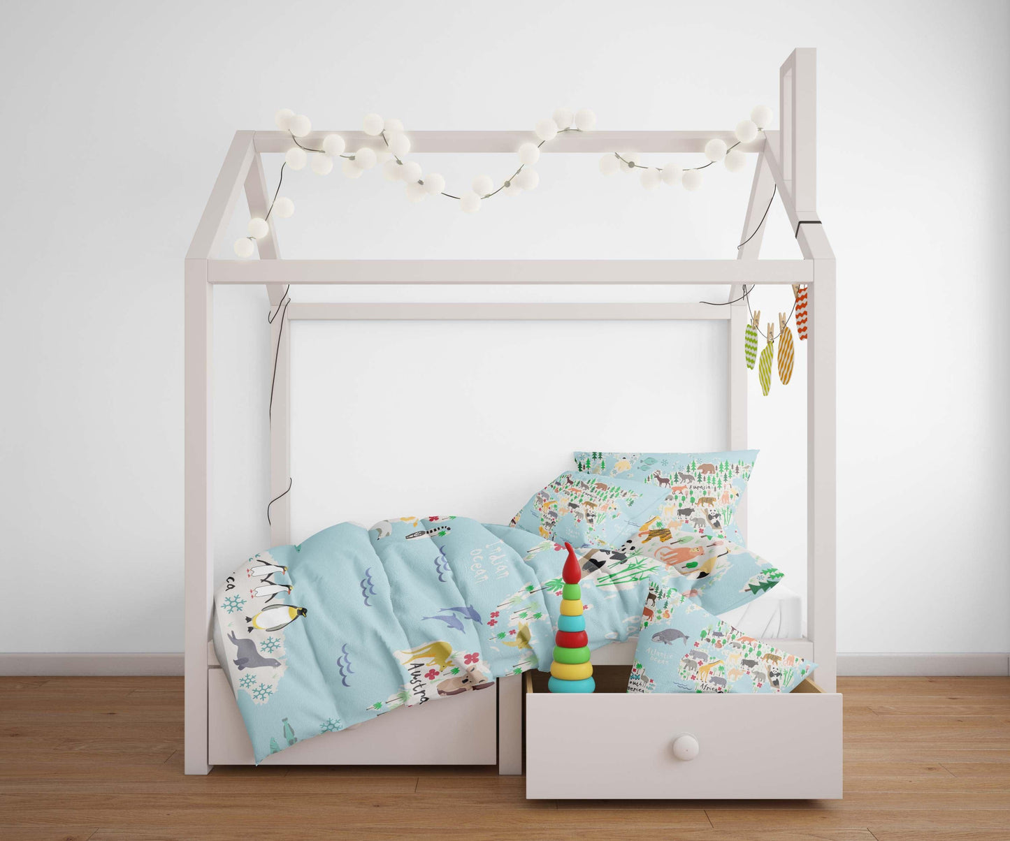 3D Blue World Map Quilt Cover Set Bedding Set Pillowcases 12