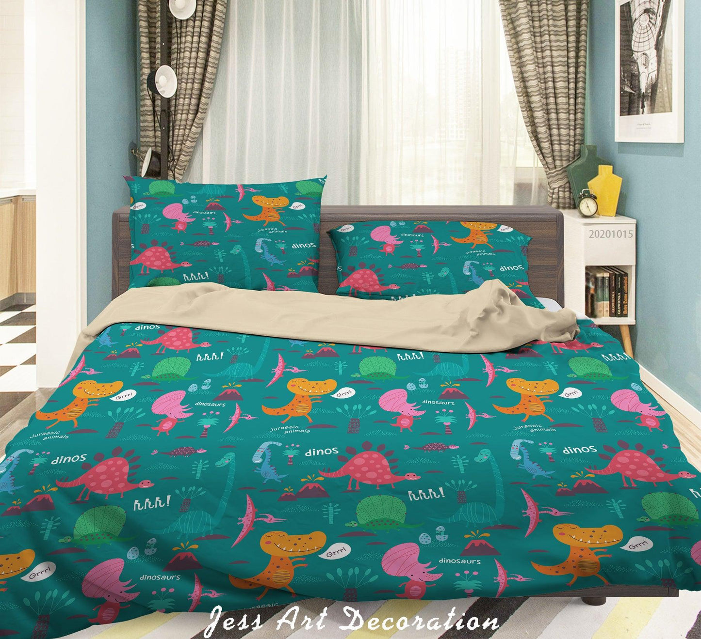 3D Cartoon Animal Dinasours Pattern Quilt Cover Set Bedding Set Duvet Cover Pillowcases WJ 9659