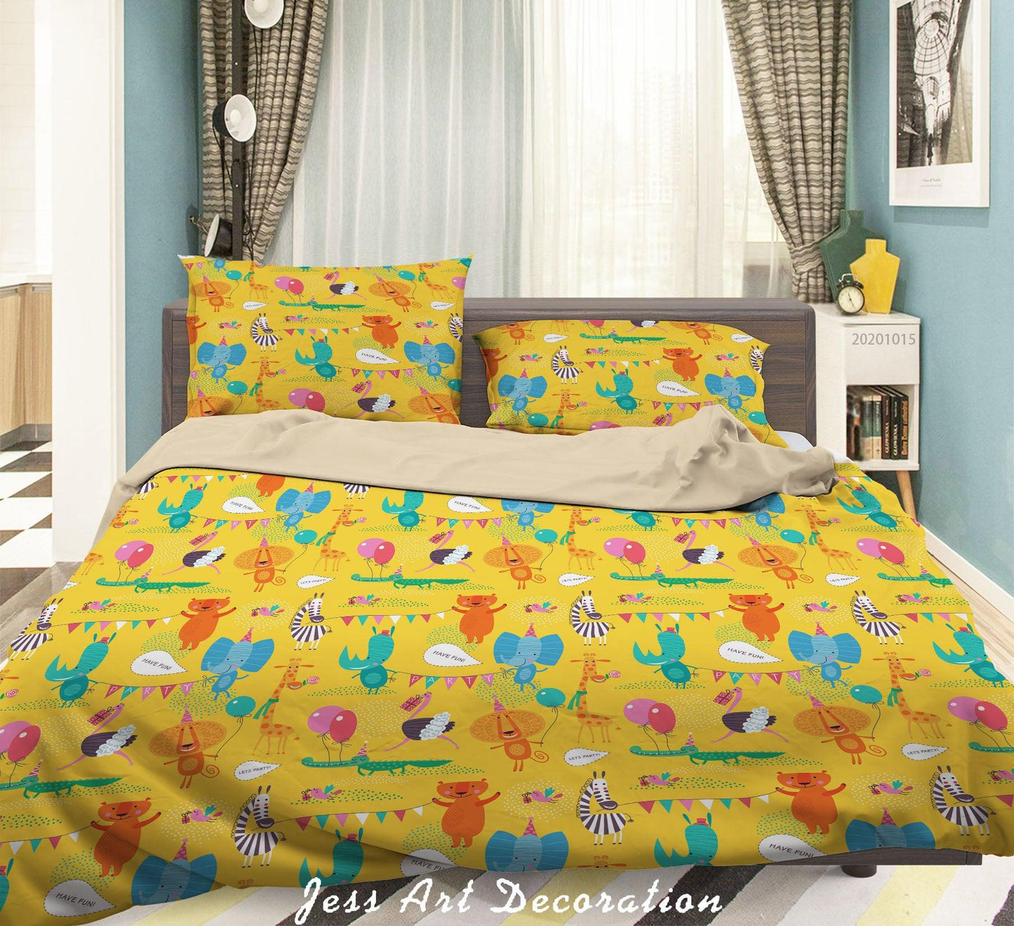 3D Cartoon Animal Elephant Lion Pattern Quilt Cover Set Bedding Set Duvet Cover Pillowcases WJ 9661