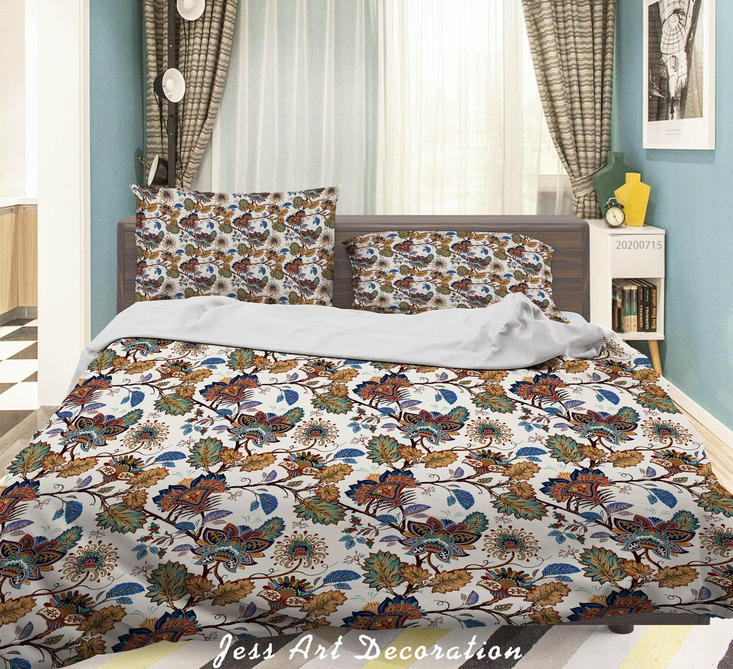 3D Abstract Vintage Floral Lemon Pattern Quilt Cover Set Bedding Set Duvet Cover Pillowcases WJ 3912