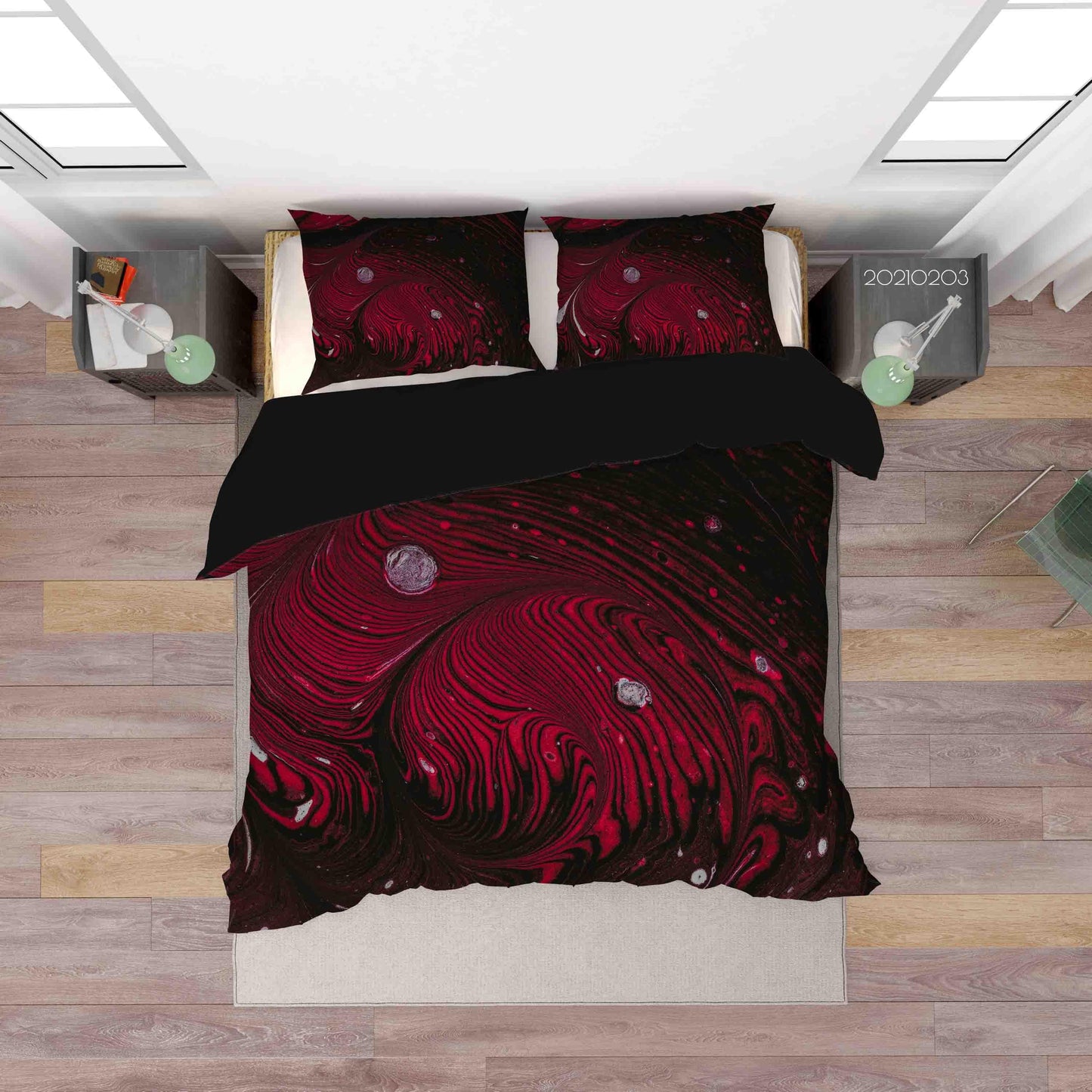 3D Abstract Red Marble Texture Quilt Cover Set Bedding Set Duvet Cover Pillowcases 59