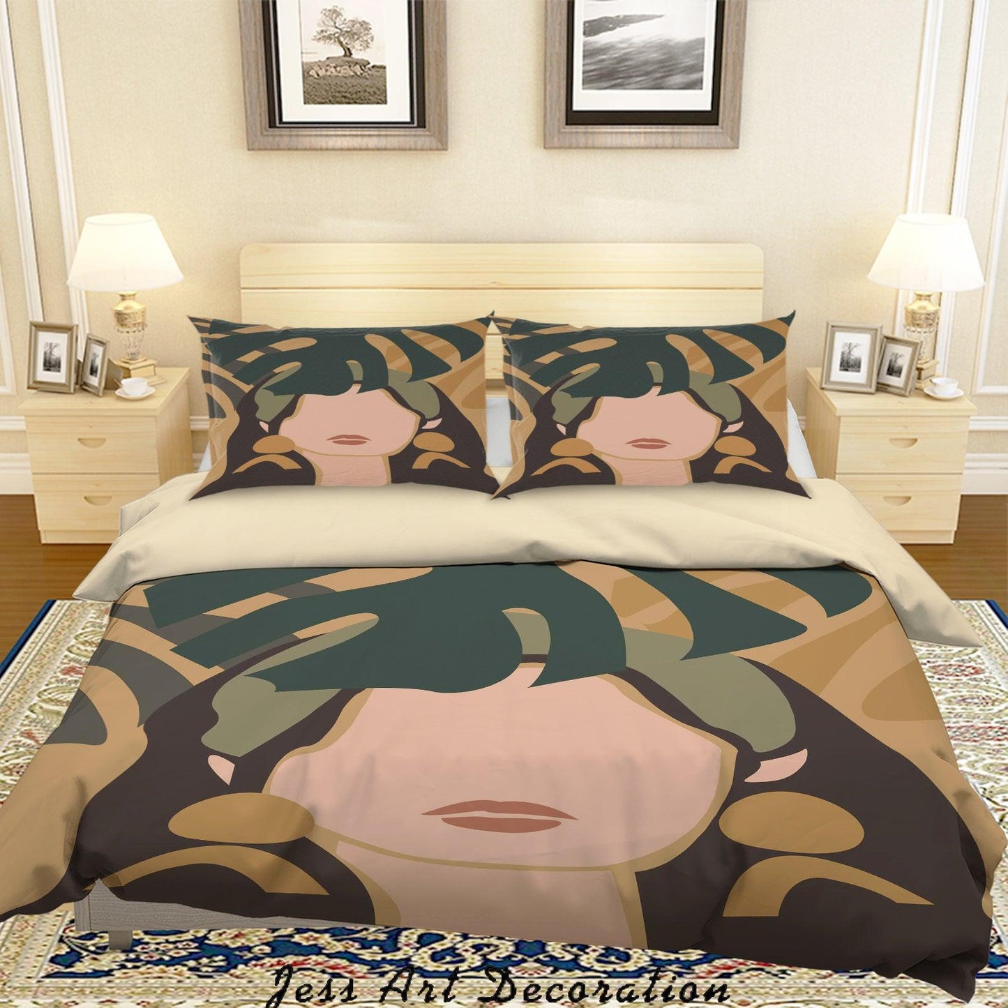 3D Beauty Lady Silhouette Tropical Leaves Quilt Cover Set Bedding Set Duvet Cover Pillowcases SF02