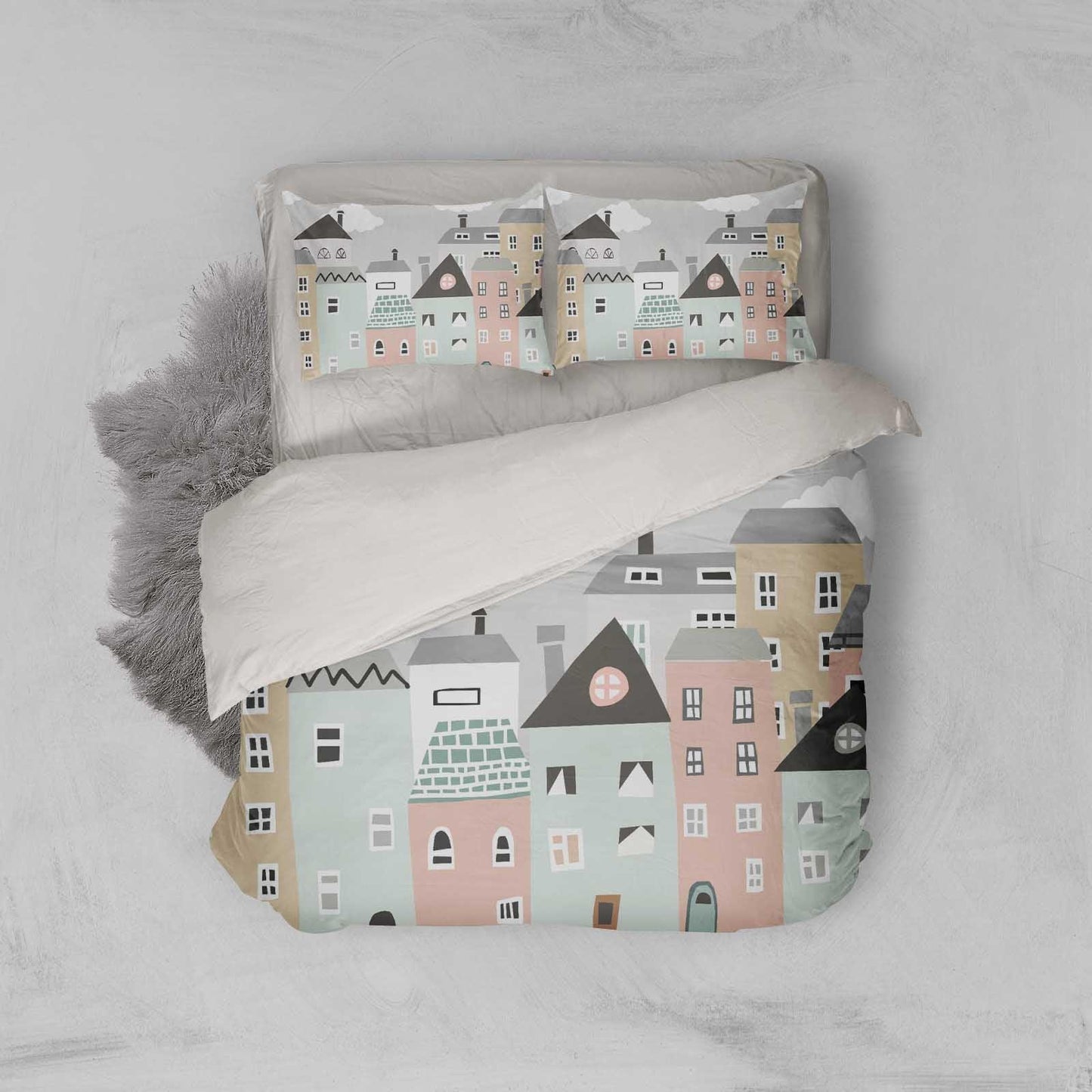 3D Cartoon Building Quilt Cover Set Bedding Set Pillowcases 08