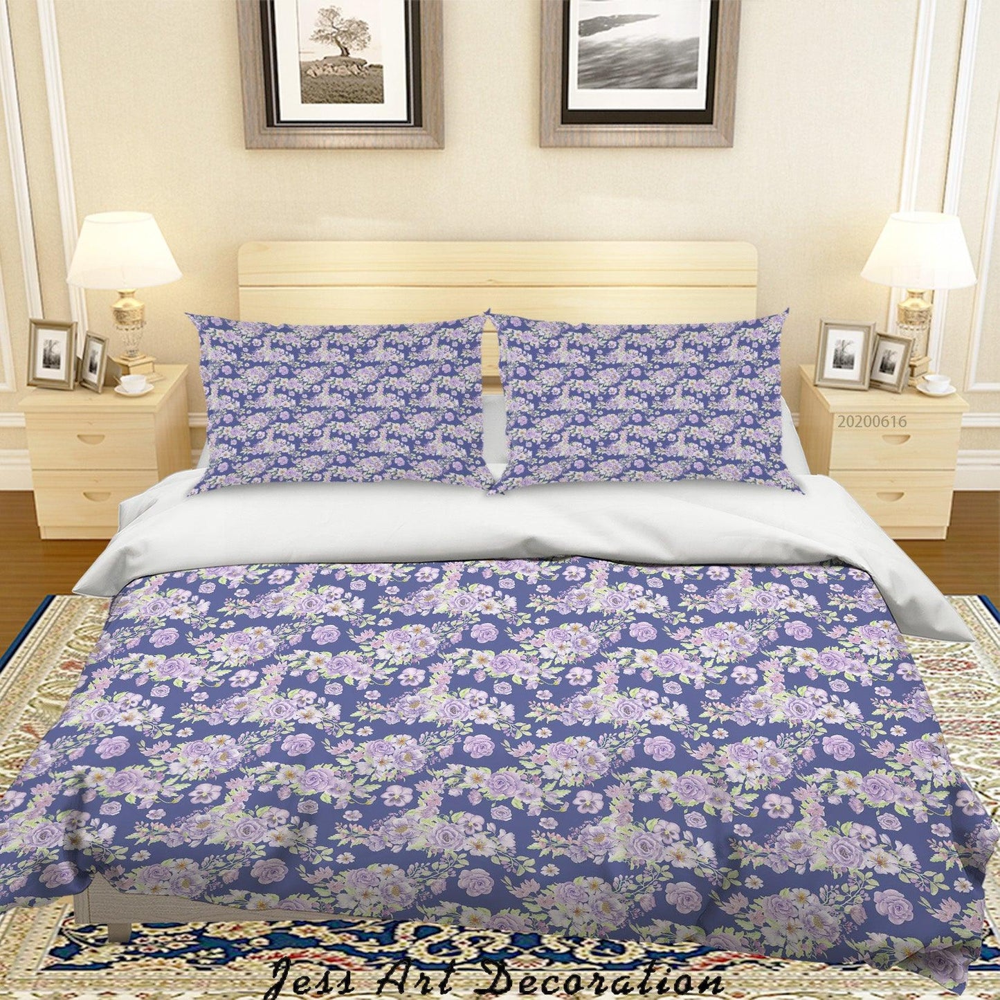 3D Blue Purple Floral Quilt Cover Set Bedding Set Duvet Cover Pillowcases SF35