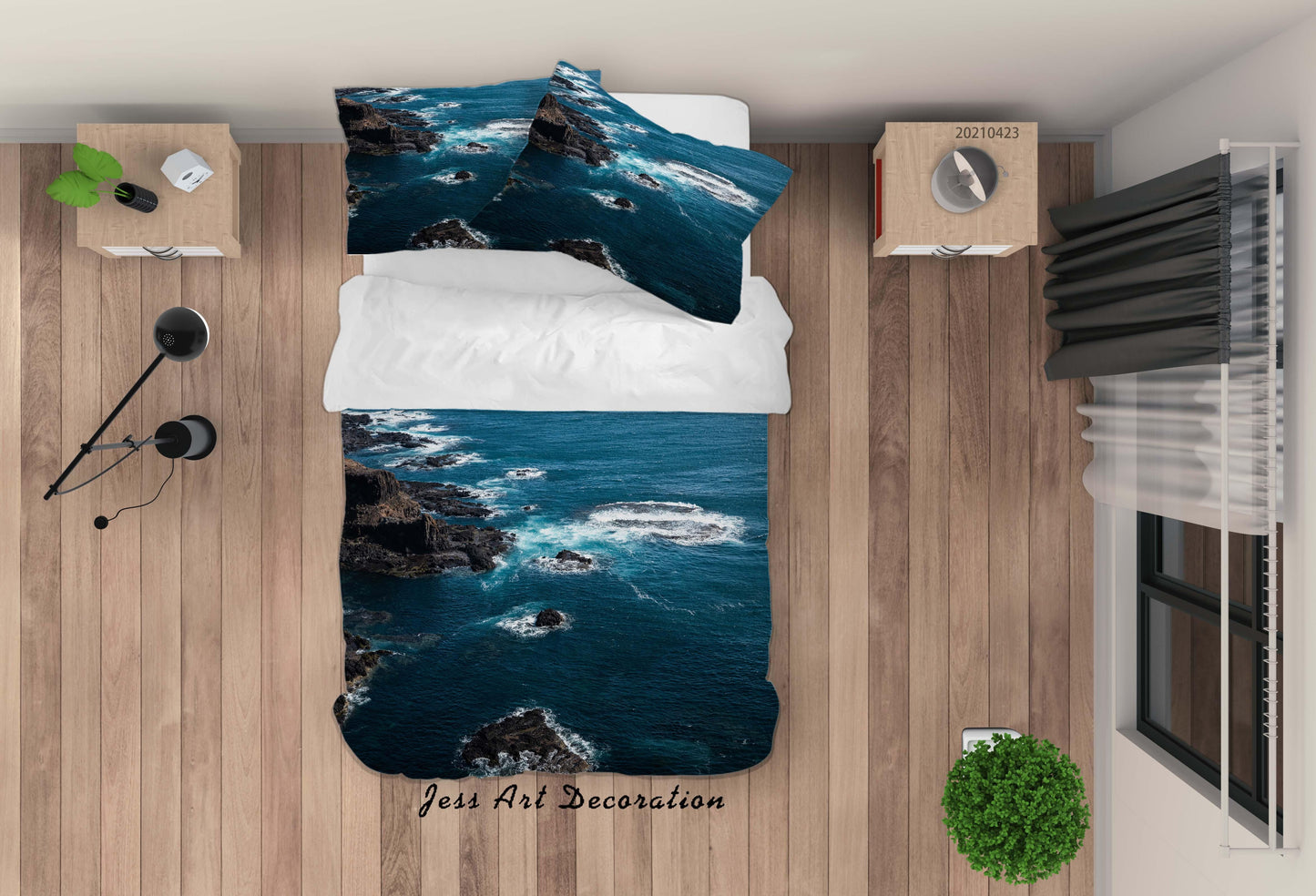 3D Blue Sea Rock Landscape Quilt Cover Set Bedding Set Duvet Cover Pillowcases 109