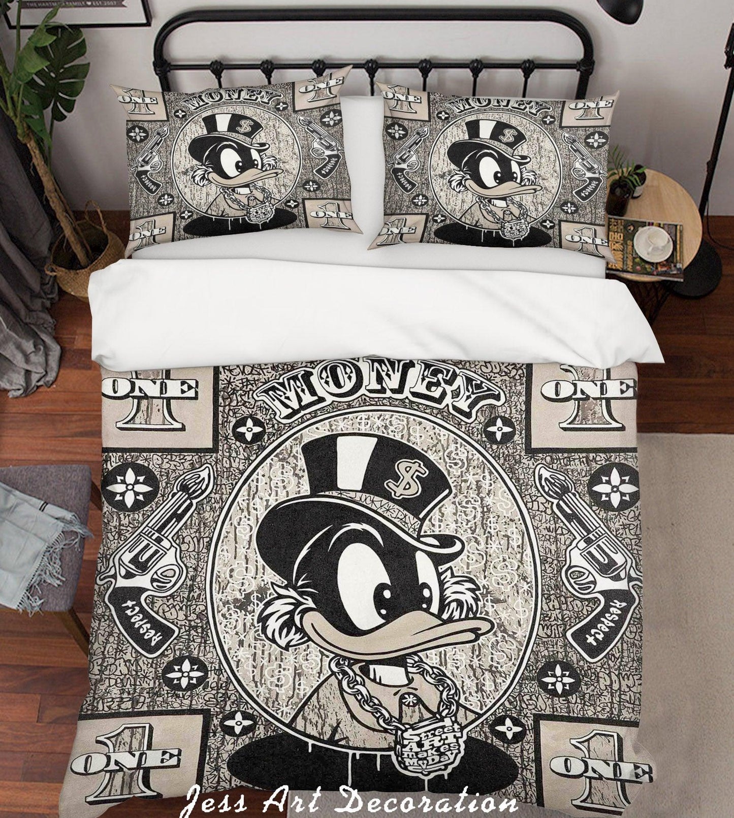 3D Cartoon Black Duck Gun Animal Quilt Cover Set Bedding Set Duvet Cover Pillowcases LXL