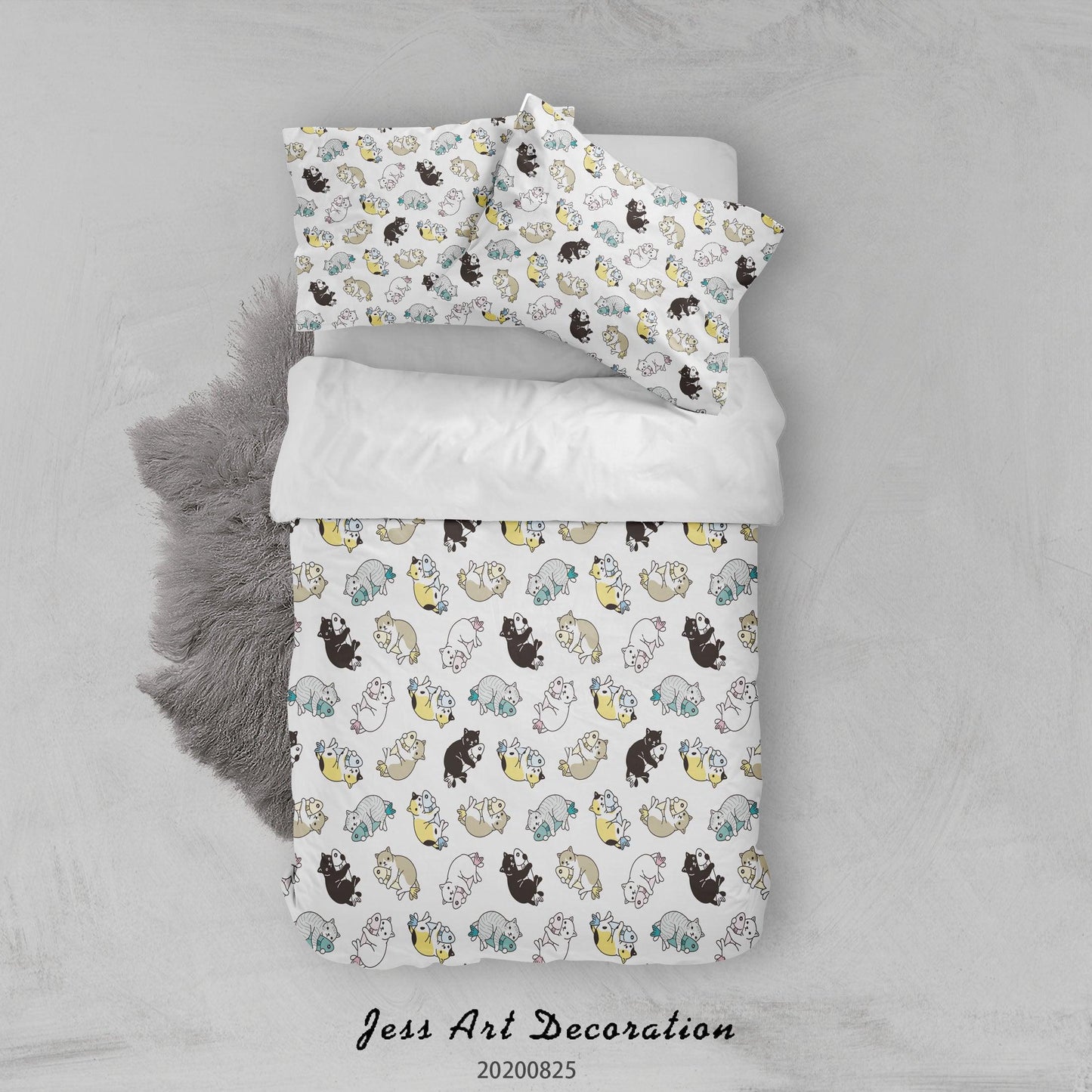 3D Cartoon Animal Cat Quilt Cover Set Bedding Set Duvet Cover Pillowcases WJ 3308