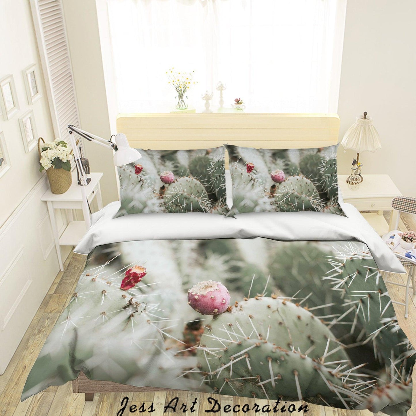 3D Cactus Pattern Quilt Cover Set Bedding Set Duvet Cover Pillowcases LQH A72