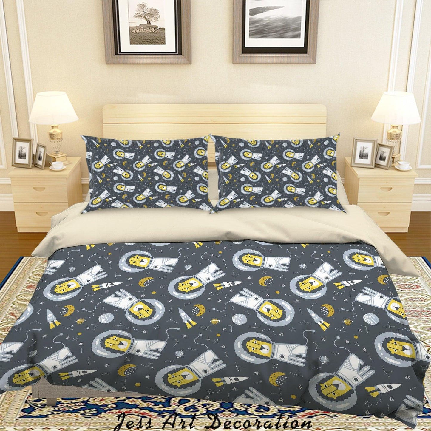 3D Astronaut Animal Quilt Cover Set Bedding Set Duvet Cover Pillowcases A104