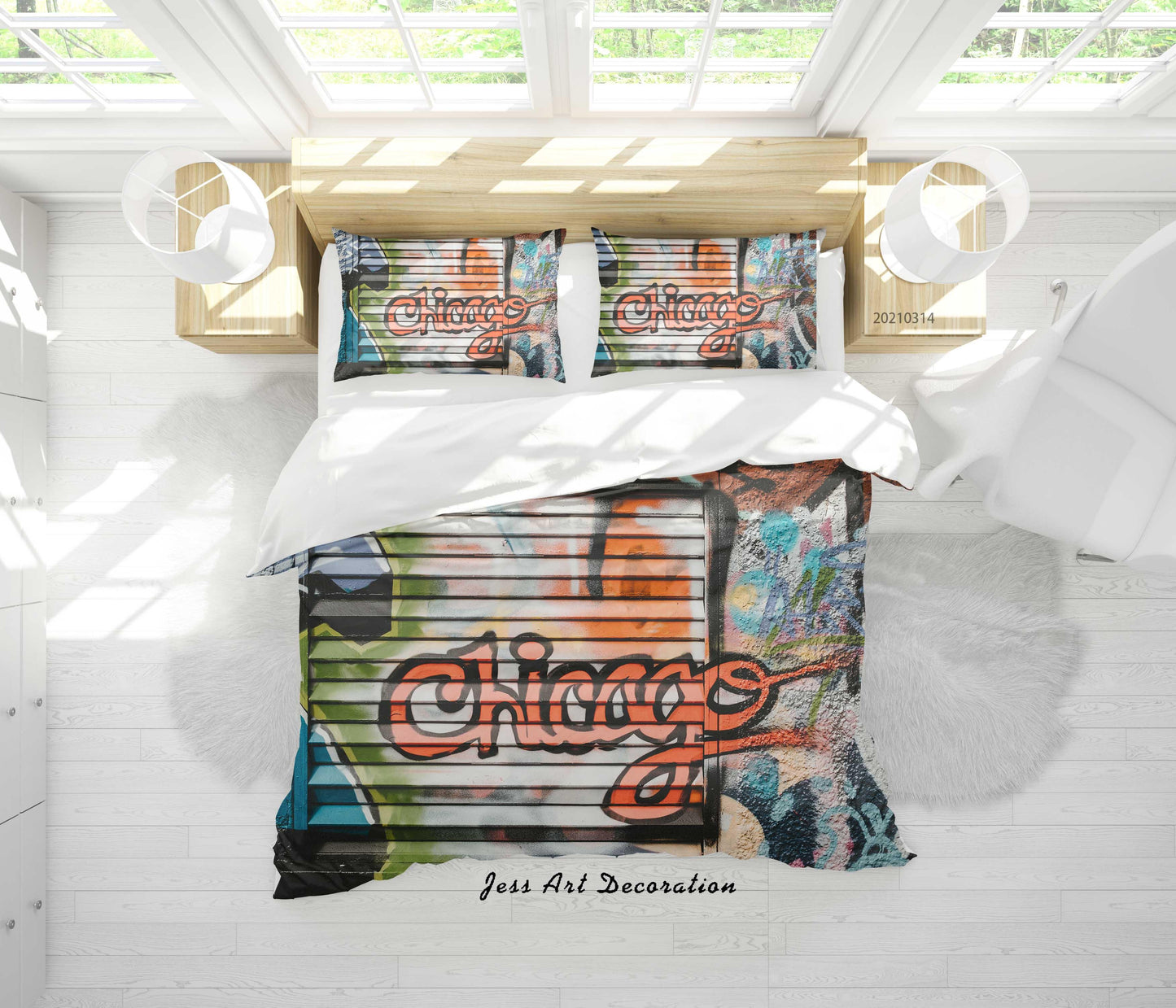 3D Abstract Street Graffiti Artist Works Quilt Cover Set Bedding Set Duvet Cover Pillowcases 130