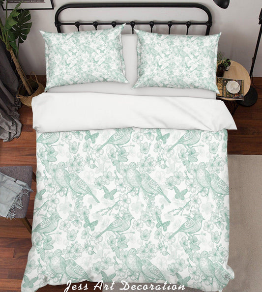 3D Bird Butterfly Leaves Pattern Quilt Cover Set Bedding Set Duvet Cover Pillowcases WJ 6846