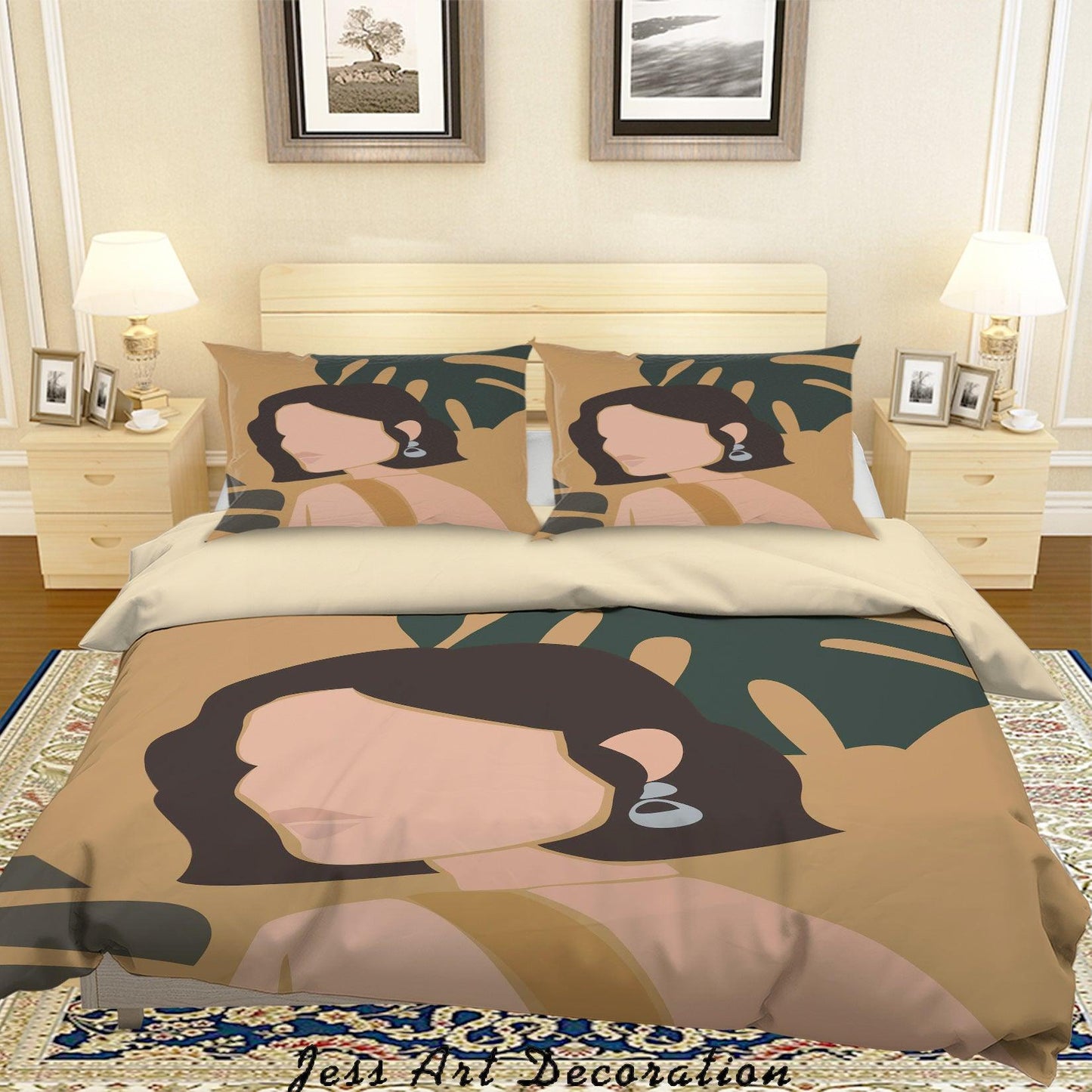 3D Beauty Woman Leaves Quilt Cover Set Bedding Set Duvet Cover Pillowcases SF01