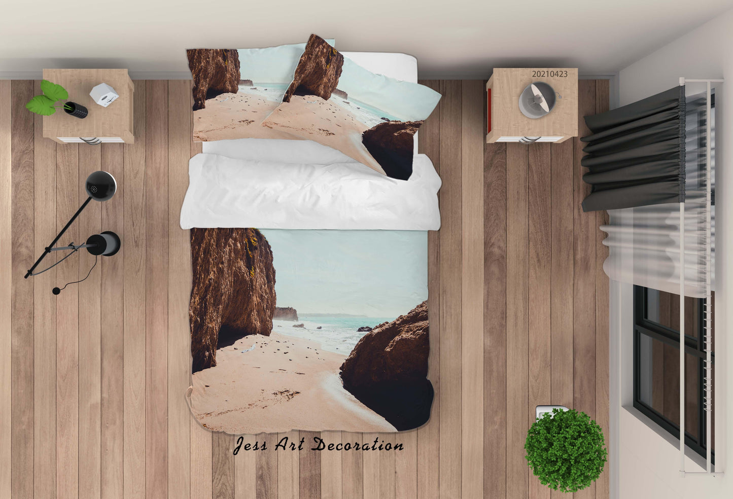 3D Beach Rock Landscape Quilt Cover Set Bedding Set Duvet Cover Pillowcases 9