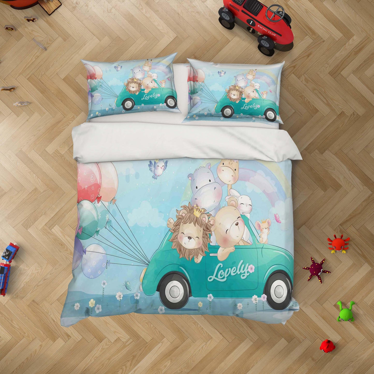3D Cartoon Animal Car Balloon Quilt Cover Set Bedding Set Duvet Cover Pillowcases A330 LQH