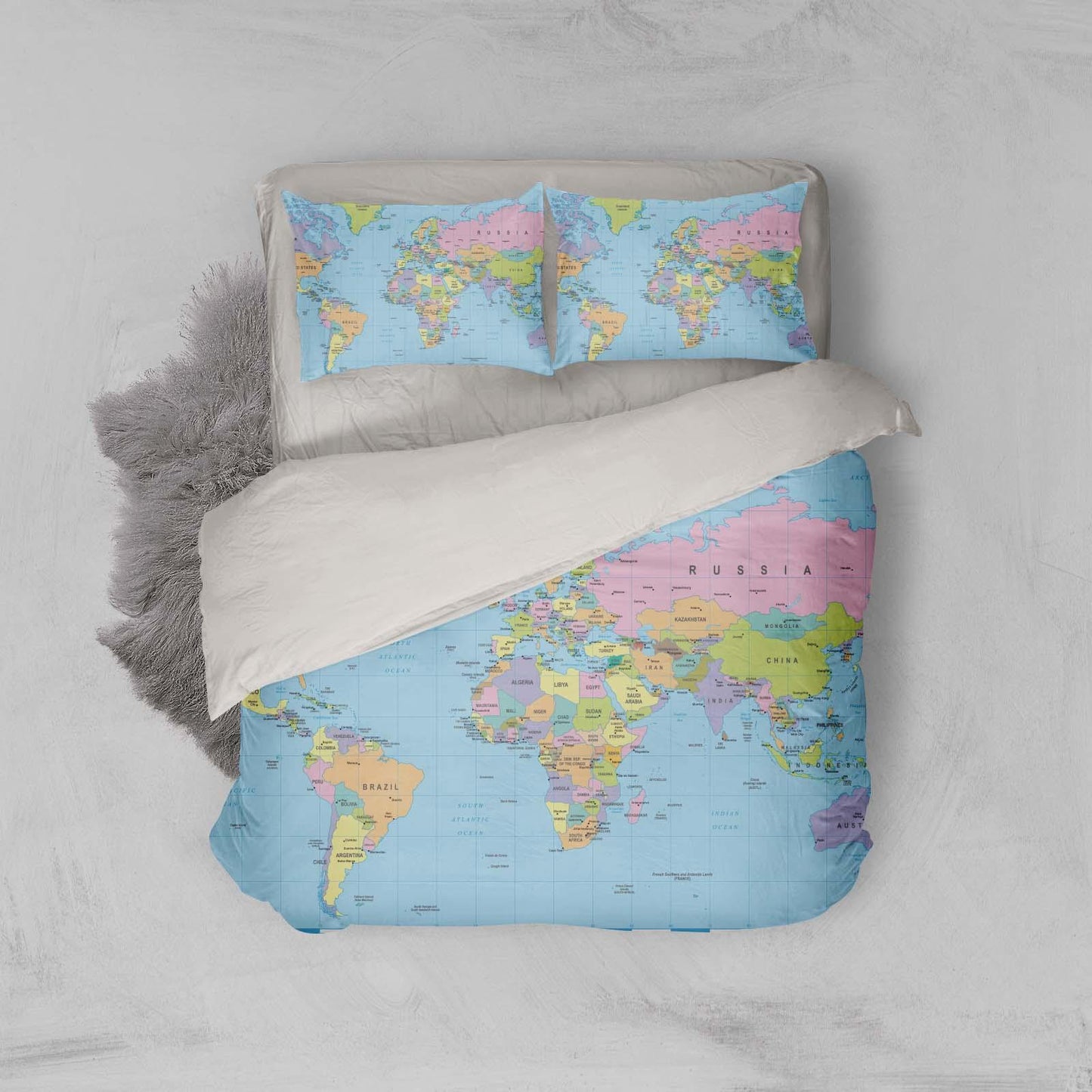 3D Blue World Map Quilt Cover Set Bedding Set Pillowcases 34
