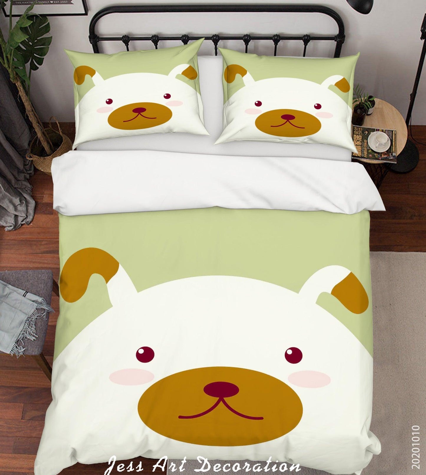 3D Cartoon Cute Animal Dog Quilt Cover Set Bedding Set Duvet Cover Pillowcases WJ 9545