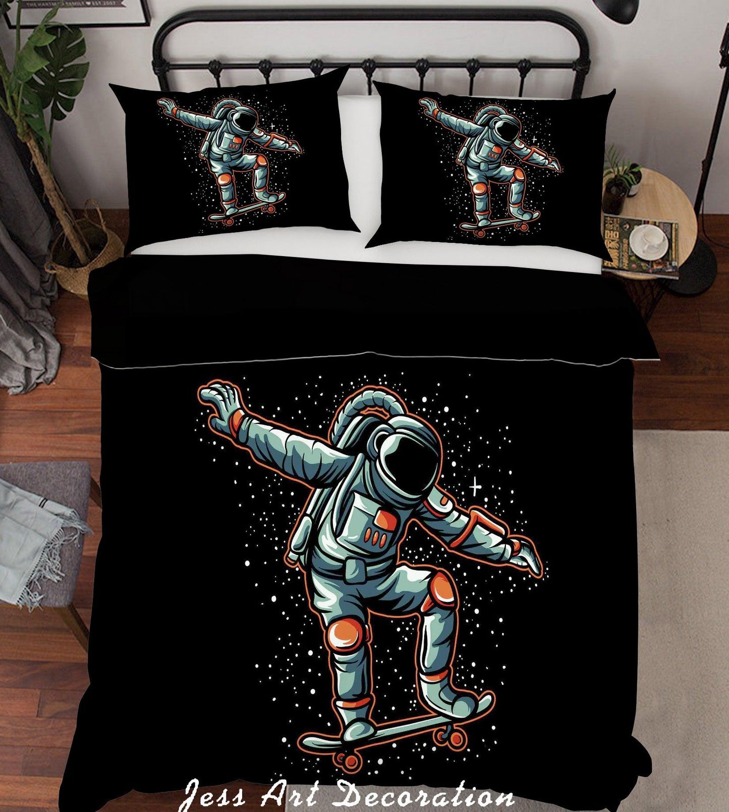 3D Black Astronaut Quilt Cover Set Bedding Set Pillowcases 92