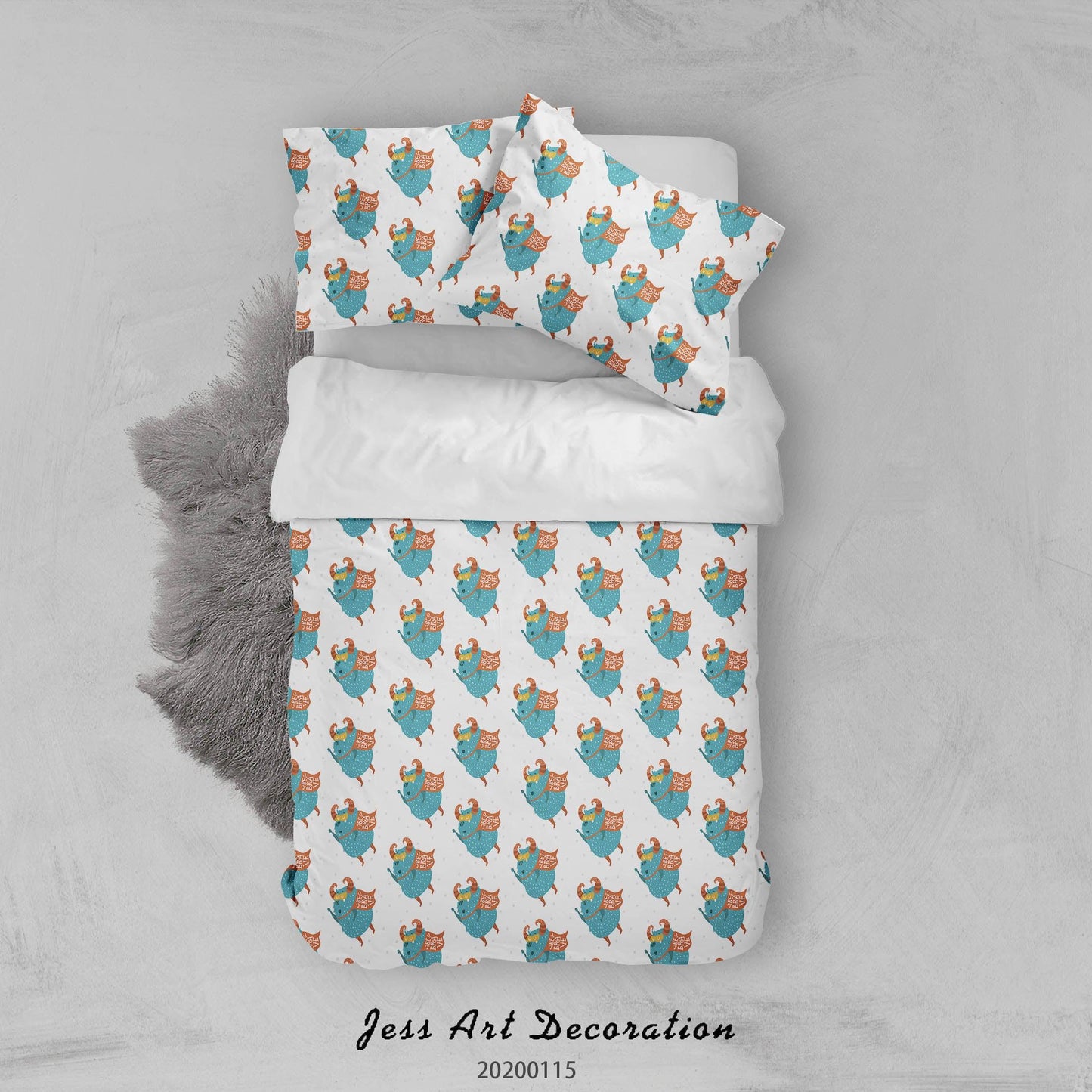 3D Cartoon Animal Monsters Pattern Quilt Cover Set Bedding Set Duvet Cover Pillowcases WJ 9614