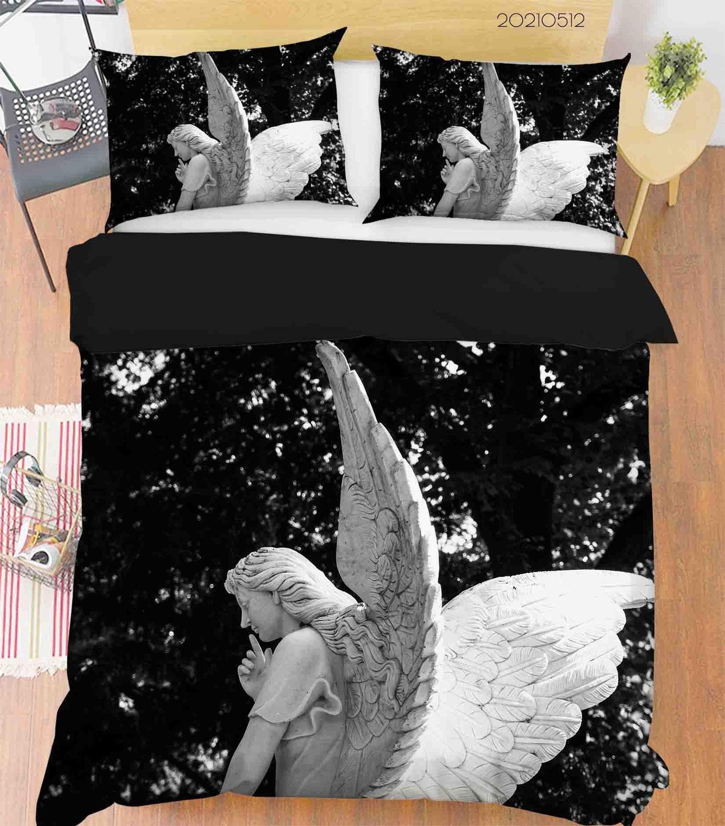 3D Art Angel Sculpture Quilt Cover Set Bedding Set Duvet Cover Pillowcases 198