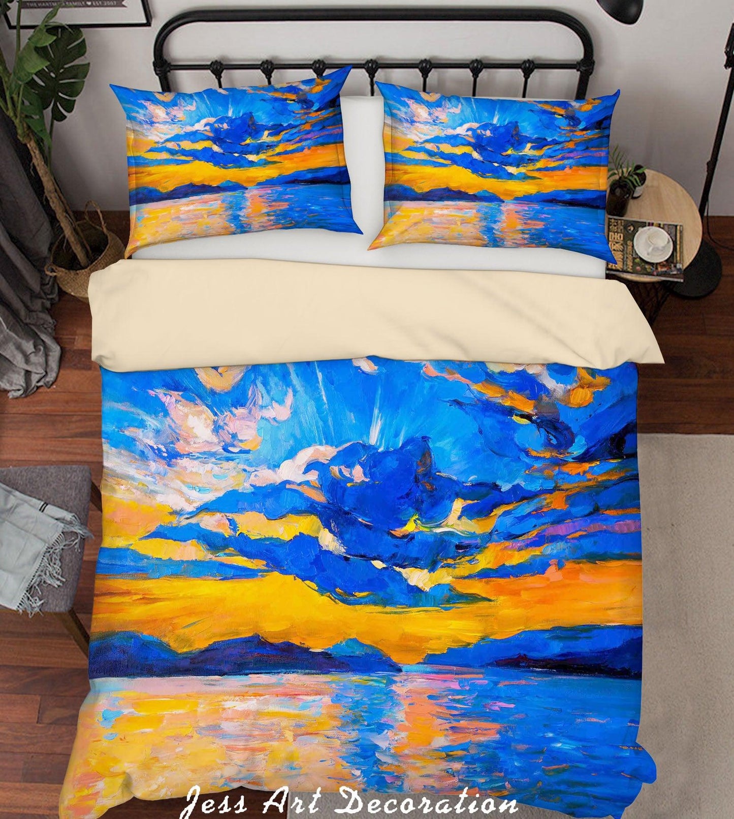 3D  Sky Sea Blue Oil Painting Quilt Cover Set Bedding Set Duvet Cover Pillowcases 074 LQH