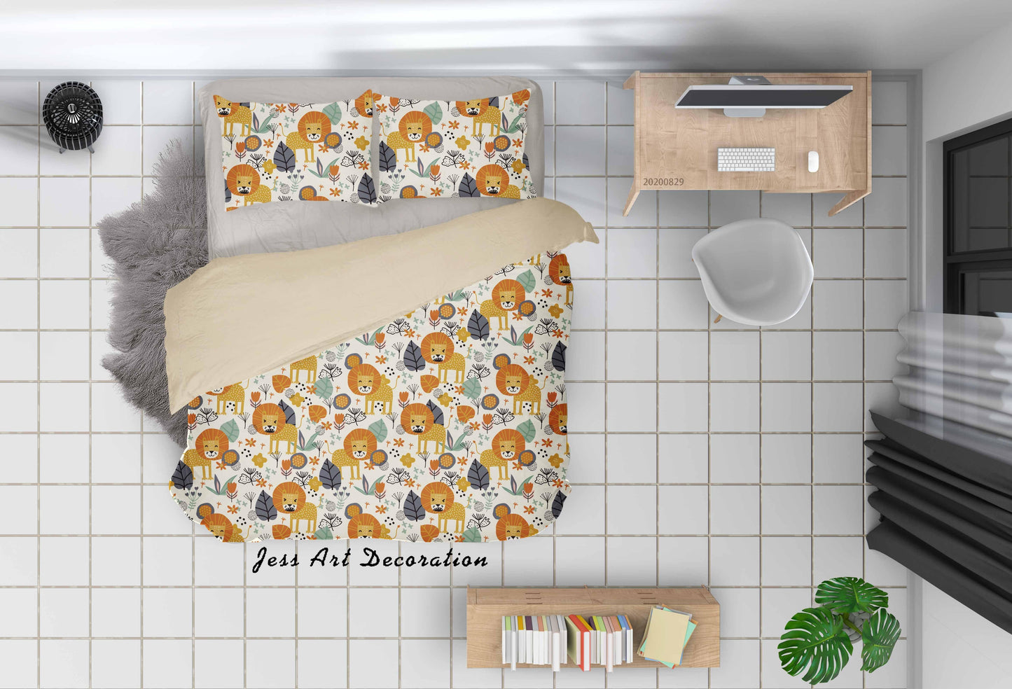 3D Abstract Hand Draw Cartoon Nature Lion Pattern Quilt Cover Set Bedding Set Duvet Cover Pillowcases WJ 3511