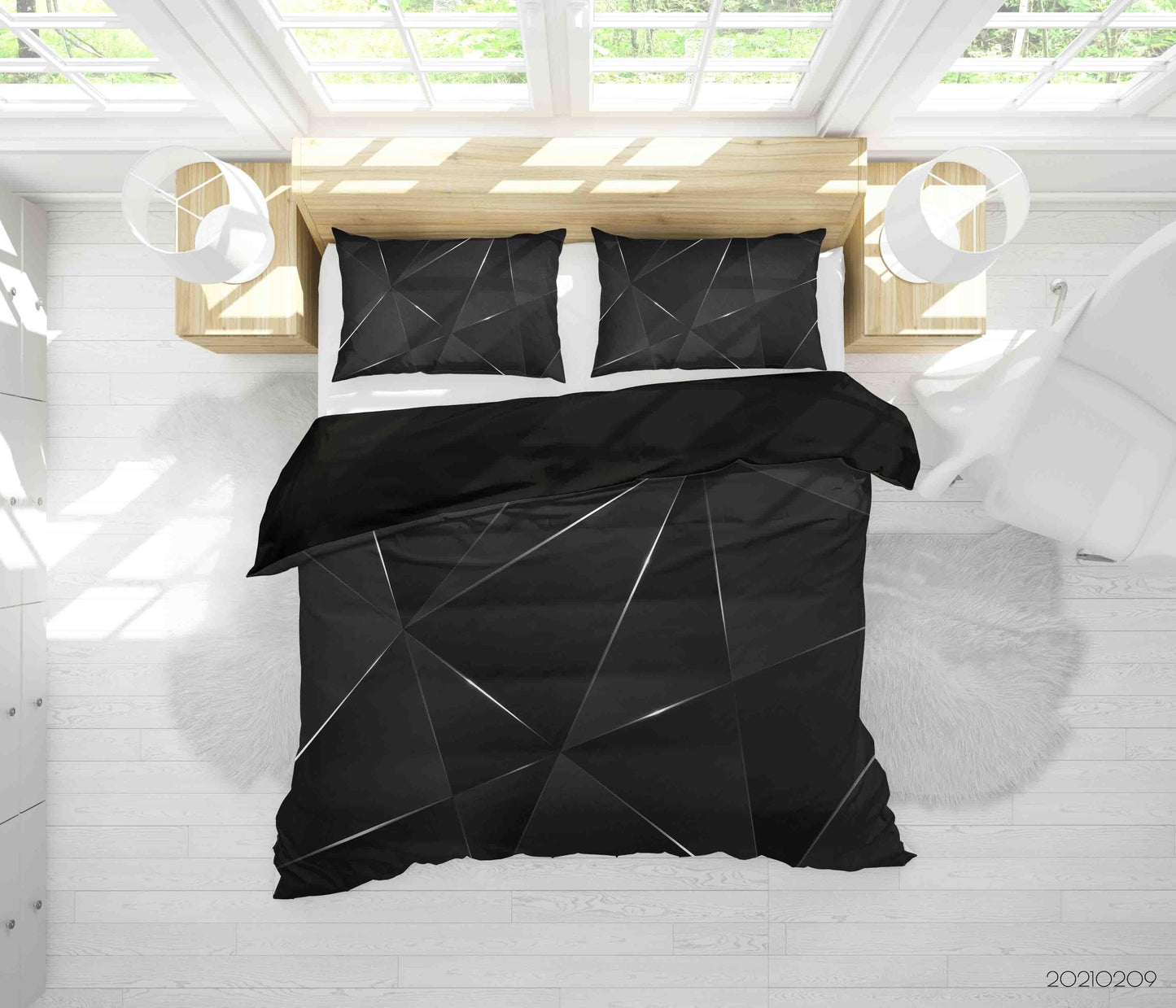 3D Abstract Black Geometry Quilt Cover Set Bedding Set Duvet Cover Pillowcases 336