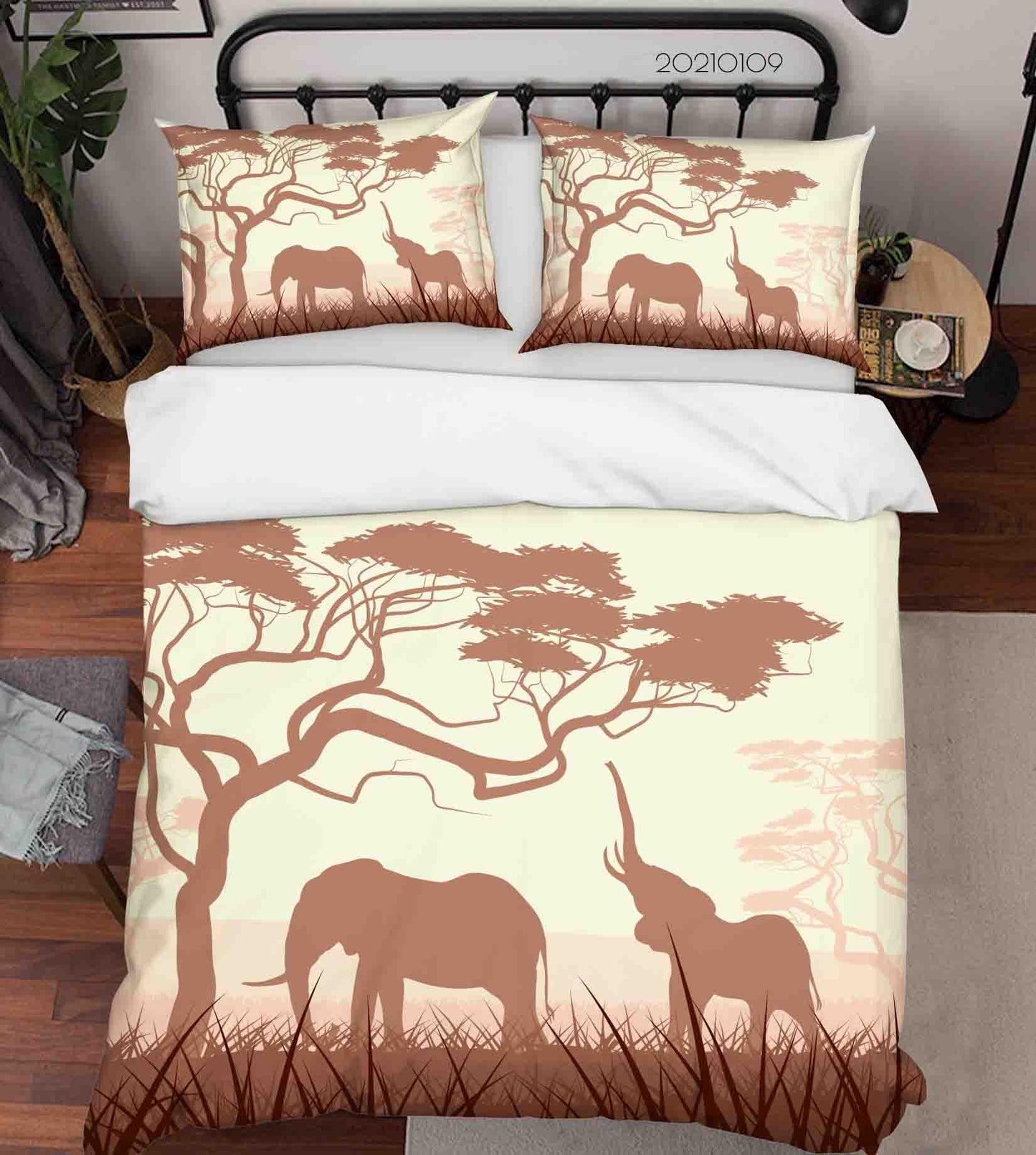 3D Cartoon Green Forest Animal Elephant Quilt Cover Set Bedding Set Duvet Cover Pillowcases 54 LQH