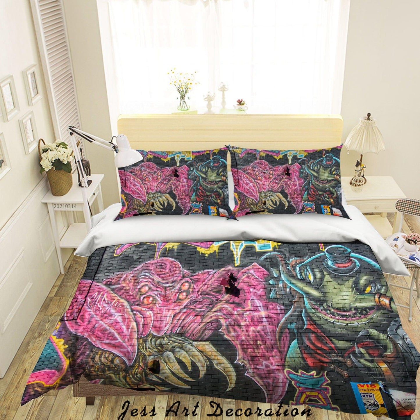 3D Abstract Colored Graffiti Monster Quilt Cover Set Bedding Set Duvet Cover Pillowcases 180