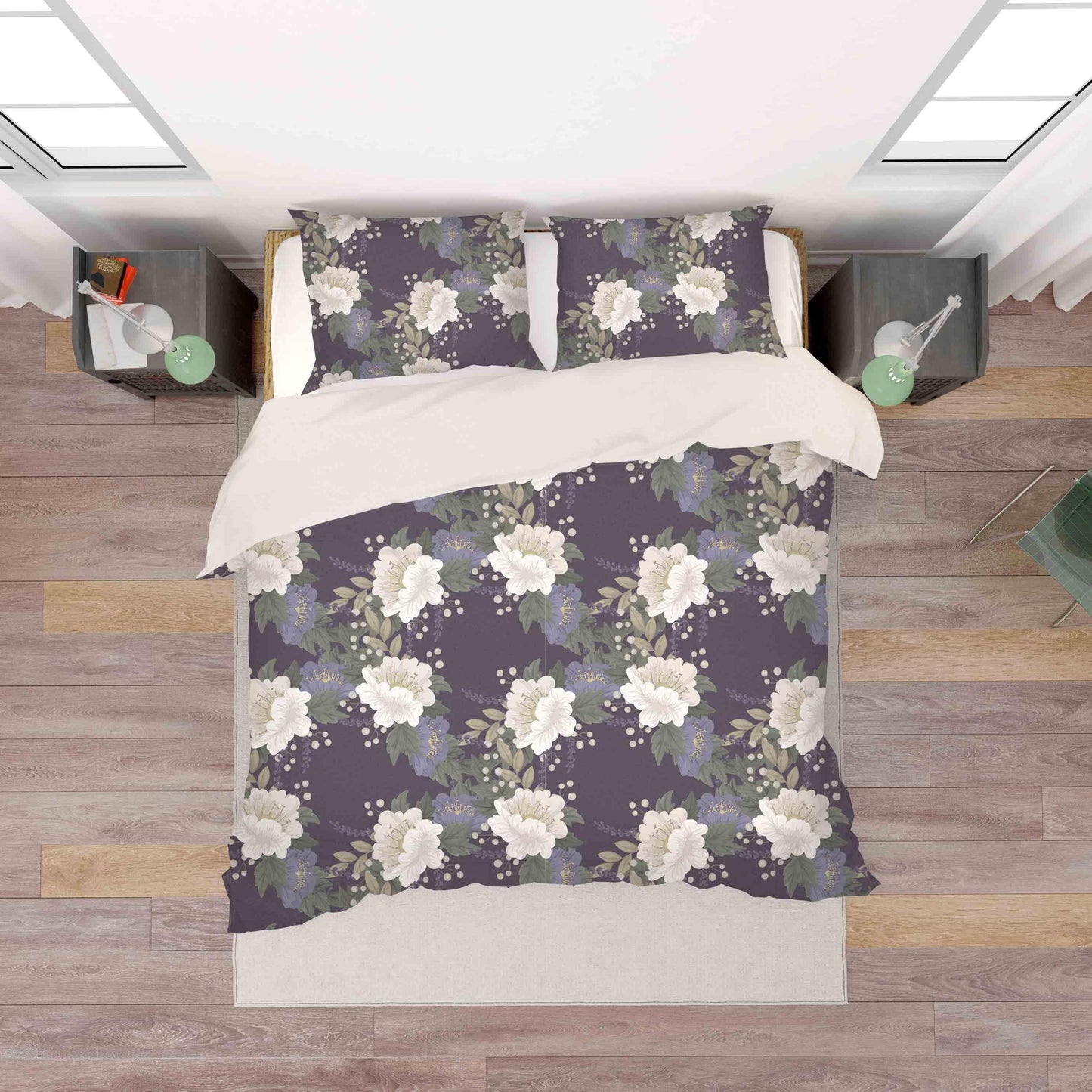 3D Black Floral Quilt Cover Set Bedding Set Pillowcases 48