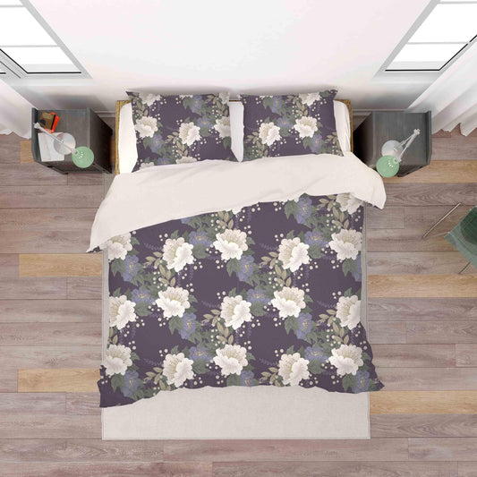 3D Black Floral Quilt Cover Set Bedding Set Pillowcases 48