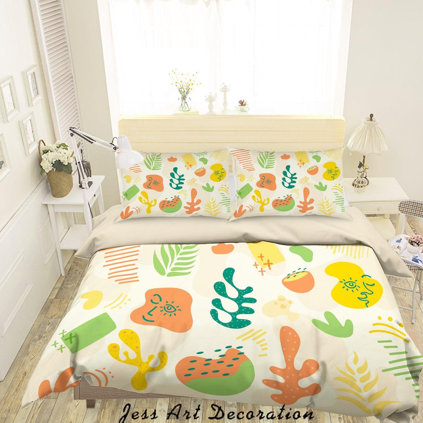 3D Abstract Cartoon Leaf Quilt Cover Set Bedding Set Duvet Cover Pillowcases A014 LQH