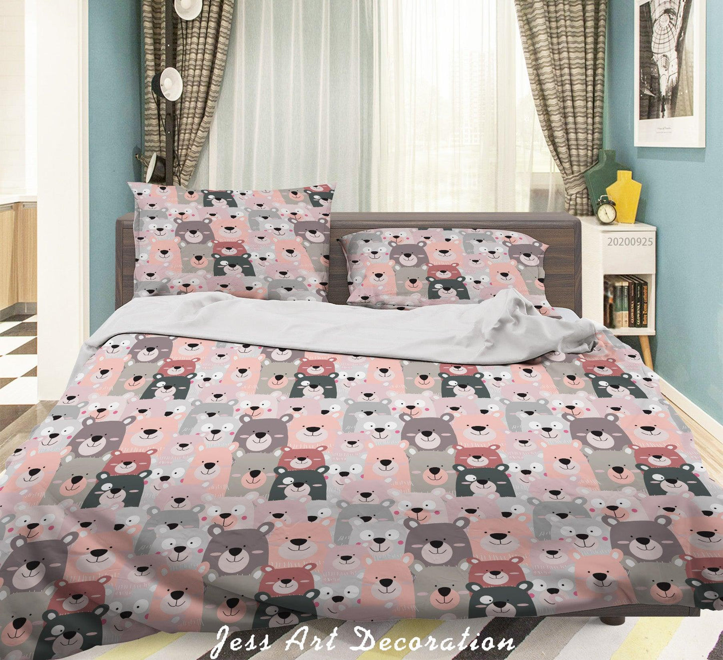 3D Cartoon Animal Bear Pattern Quilt Cover Set Bedding Set Duvet Cover Pillowcases WJ 6407