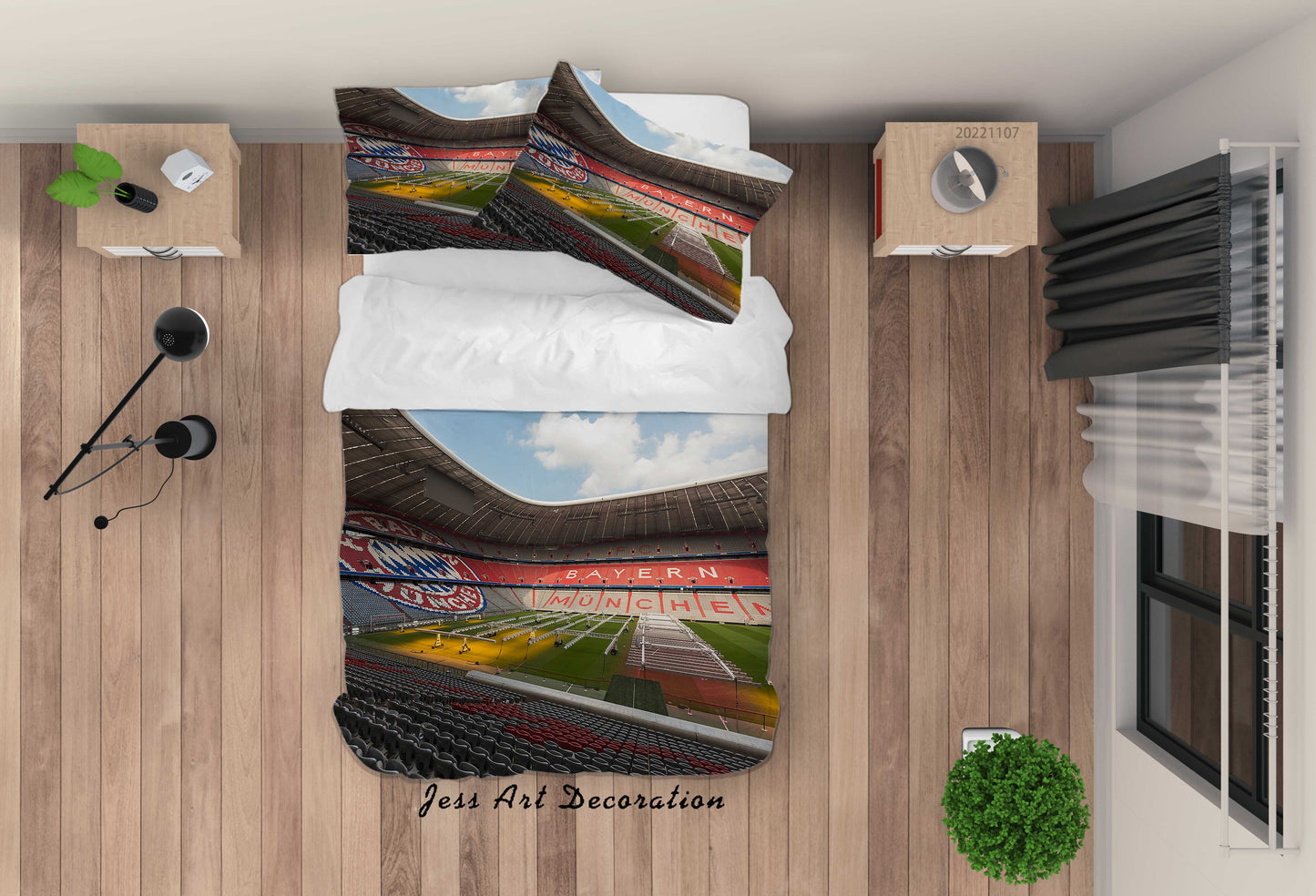 3D Bayern Munich Football Field Quilt Cover Set Bedding Set Duvet Cover Pillowcase 725