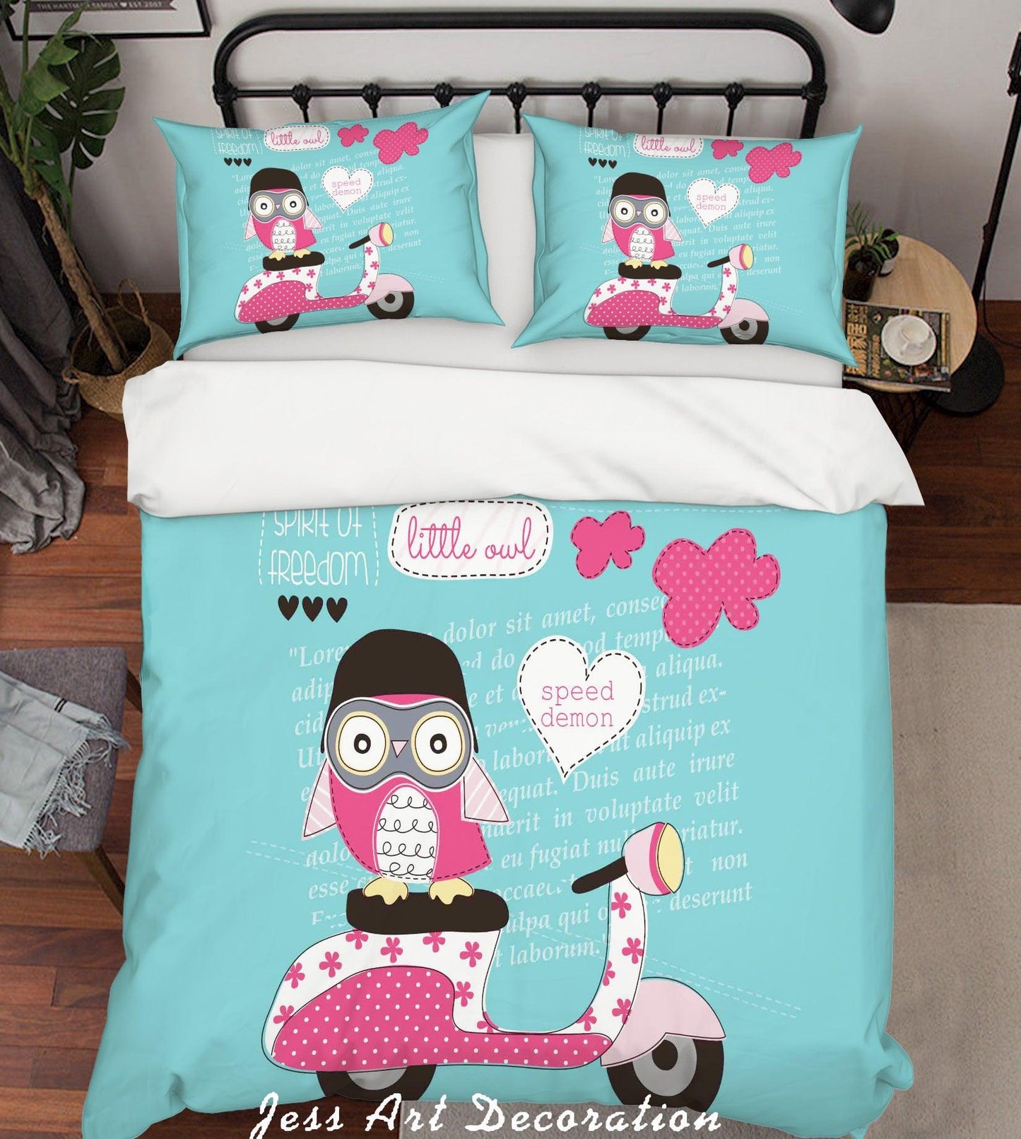 3D Cartoon Bird Green Quilt Cover Set Bedding Set Pillowcases 160