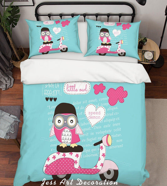 3D Cartoon Bird Green Quilt Cover Set Bedding Set Pillowcases 160