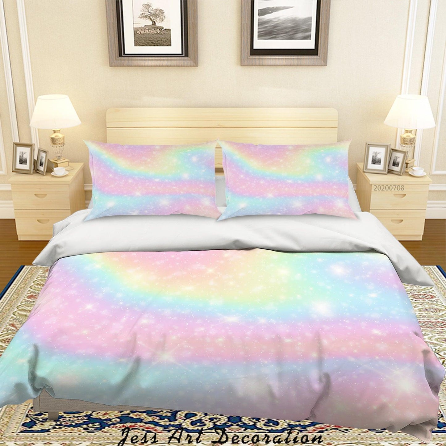3D Blue Pink Star Quilt Cover Set Bedding Set Duvet Cover Pillowcases SF04