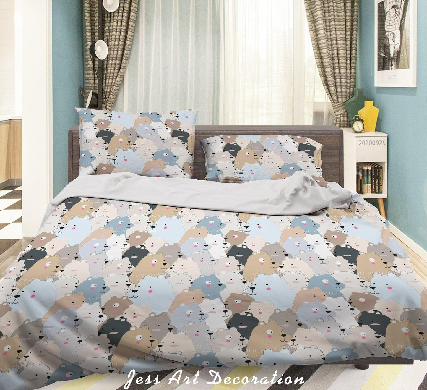 3D Cartoon Animal Bear Pattern Quilt Cover Set Bedding Set Duvet Cover Pillowcases WJ 6415