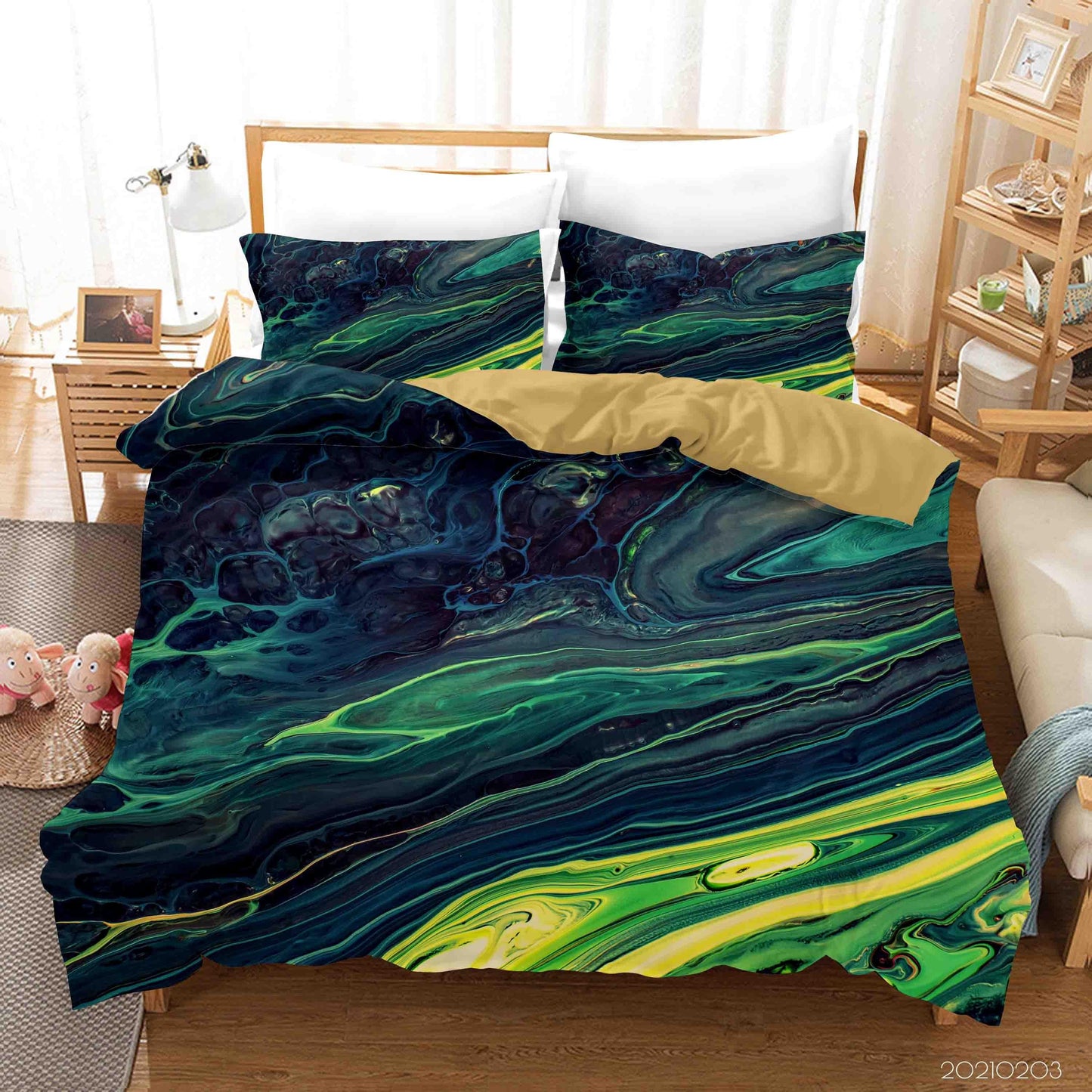 3D Abstract Green Marble Texture Quilt Cover Set Bedding Set Duvet Cover Pillowcases 11