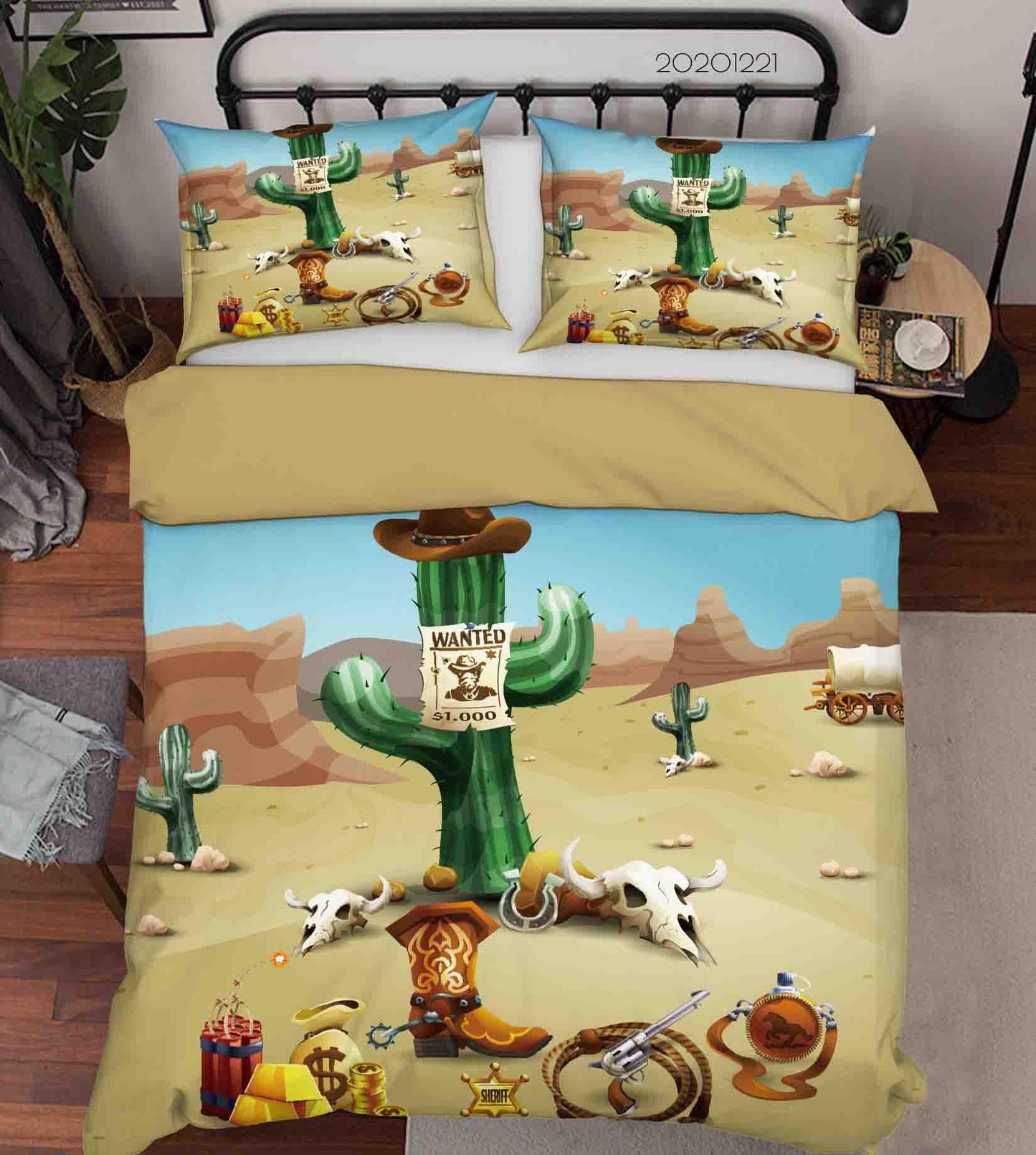 3D Cartoon Desert Cowboy Cactus Quilt Cover Set Bedding Set Duvet Cover Pillowcases 252 LQH