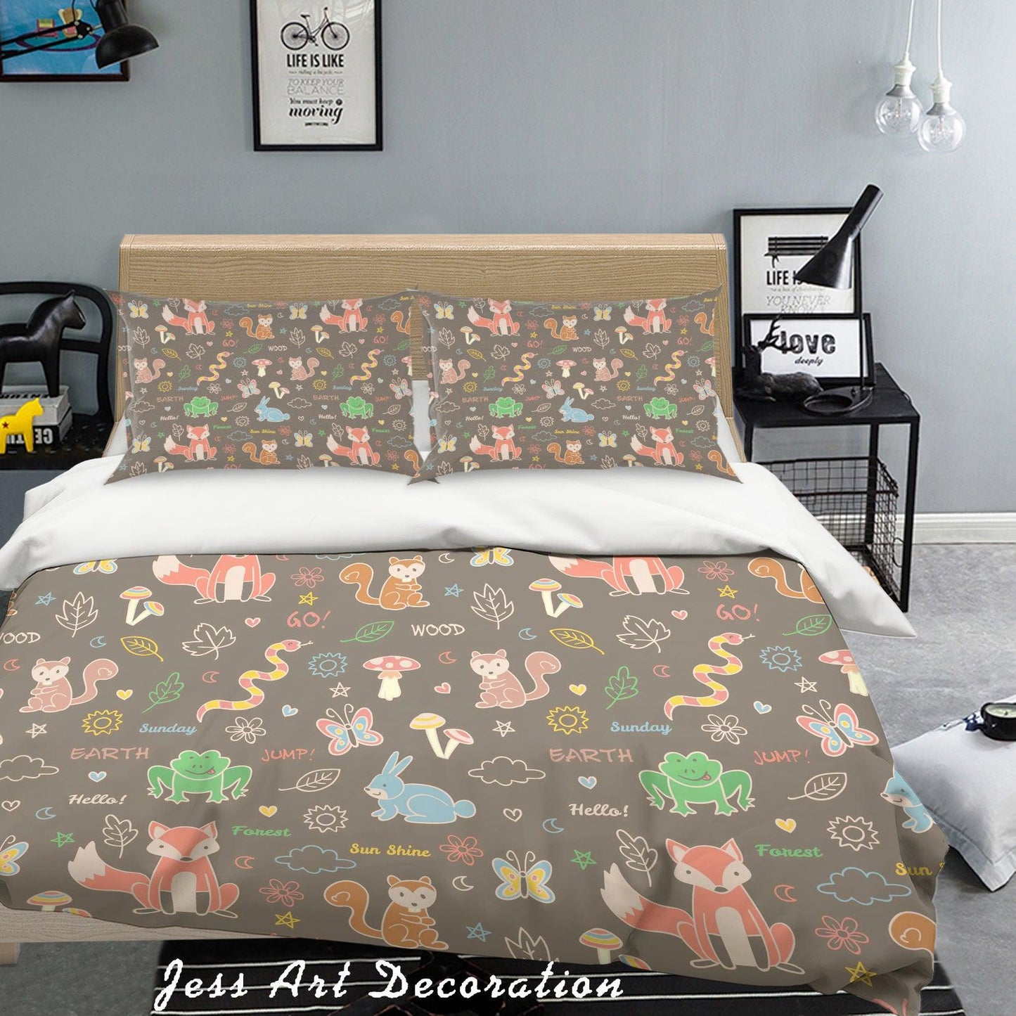 3D Cartoon Animals Quilt Cover Set Bedding Set Pillowcases 12