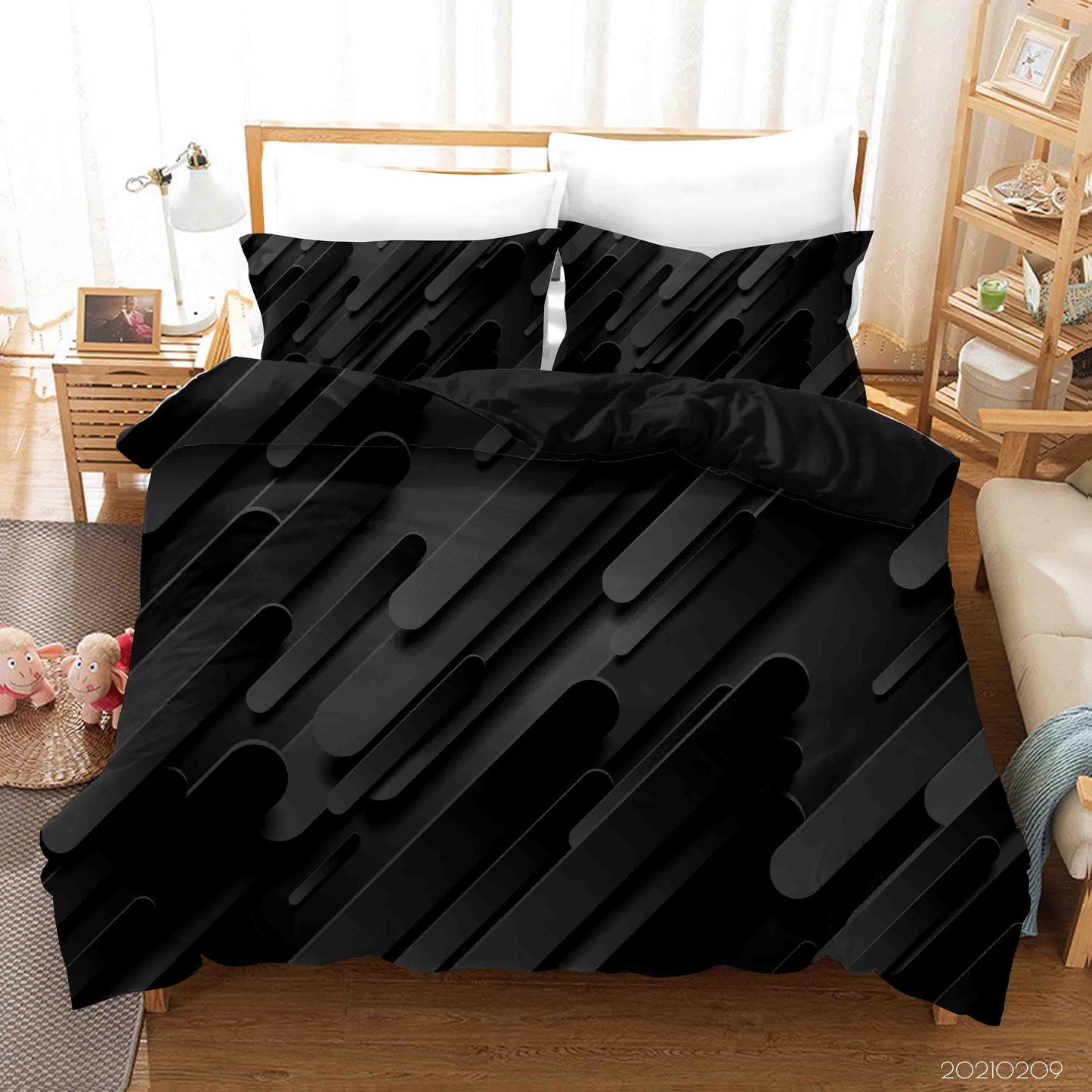 3D Abstract Black Geometry Quilt Cover Set Bedding Set Duvet Cover Pillowcases 24