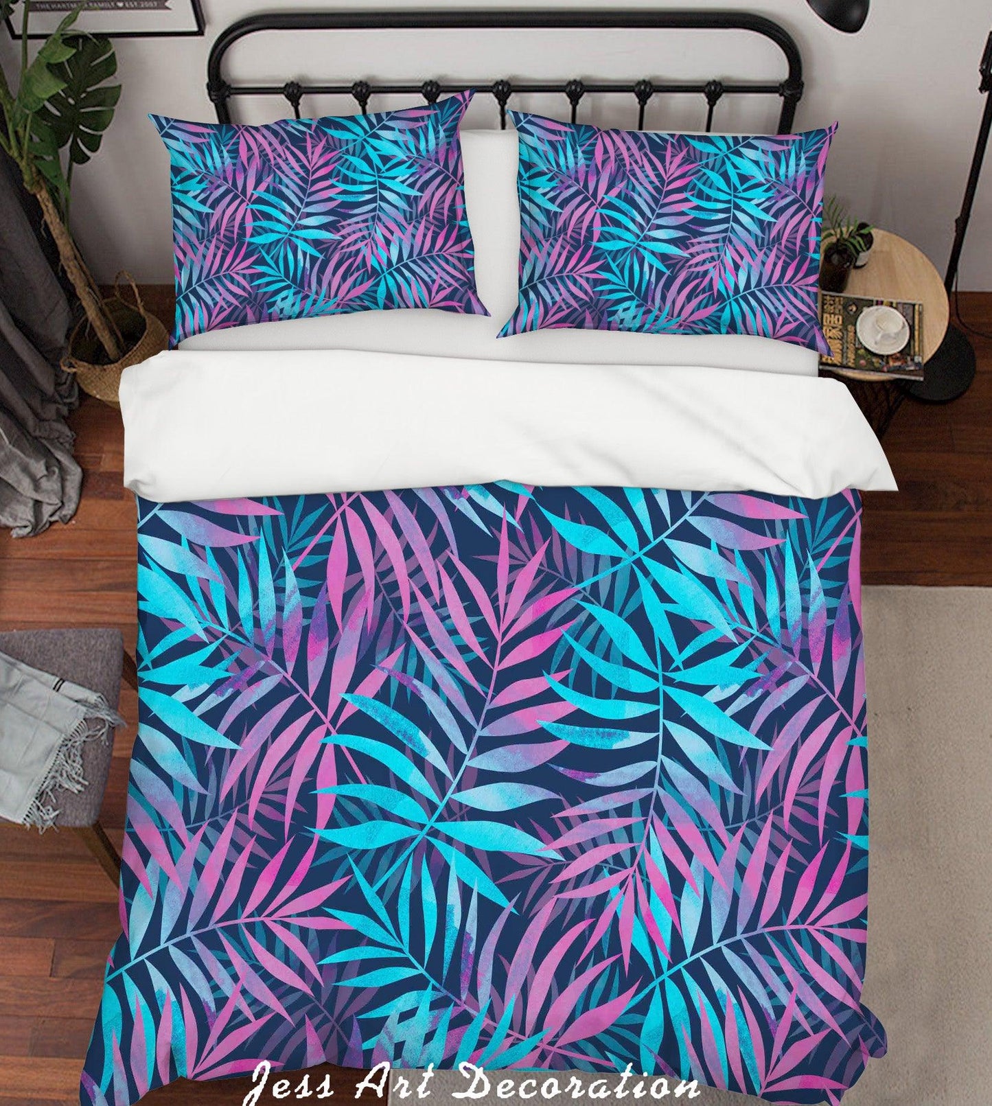 3D Blue Purple Leaves Quilt Cover Set Bedding Set Pillowcases 17