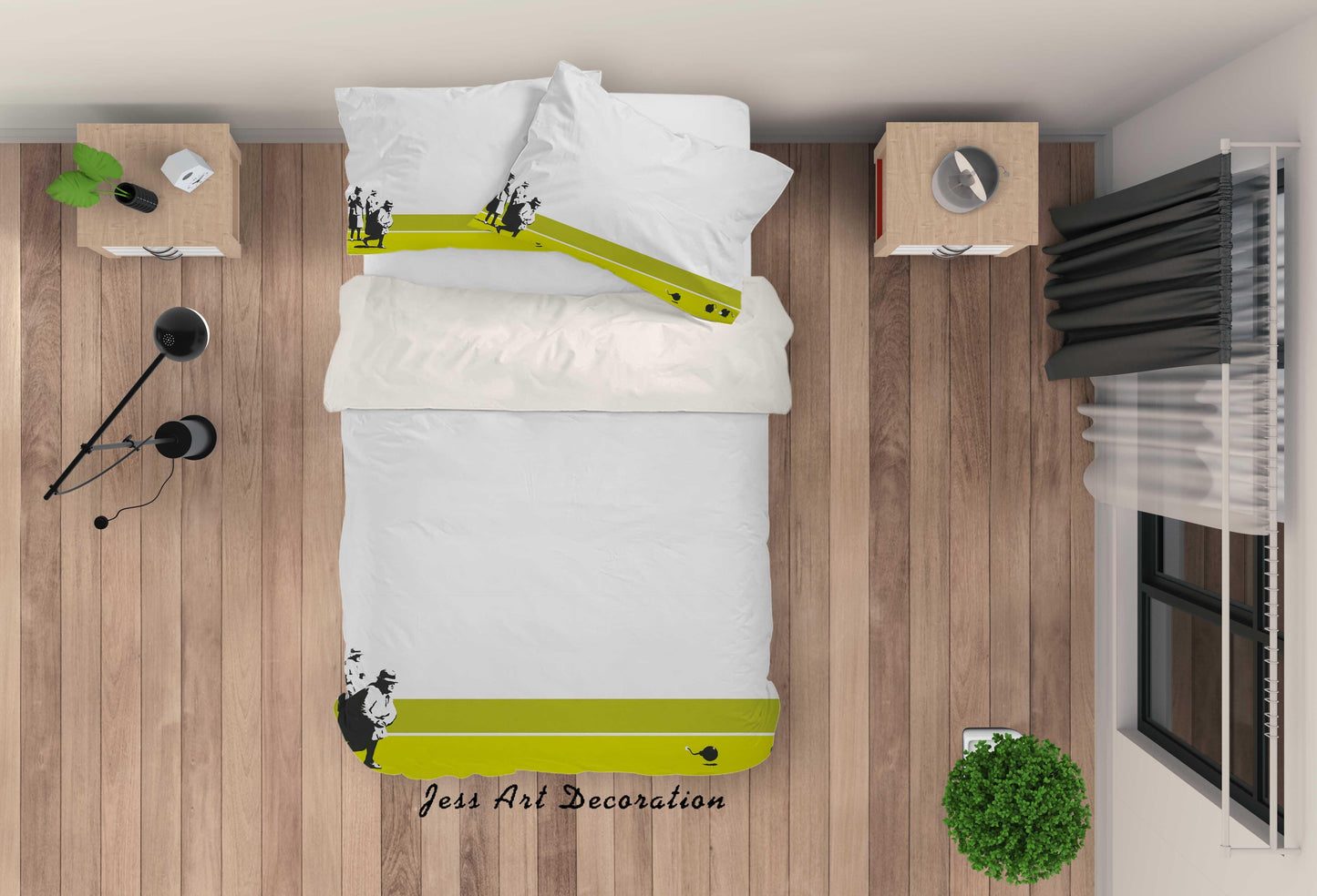 3D Banksy Bombing Middle England White Yellow Quilt Cover Set Bedding Set Pillowcasesn  ZY D9