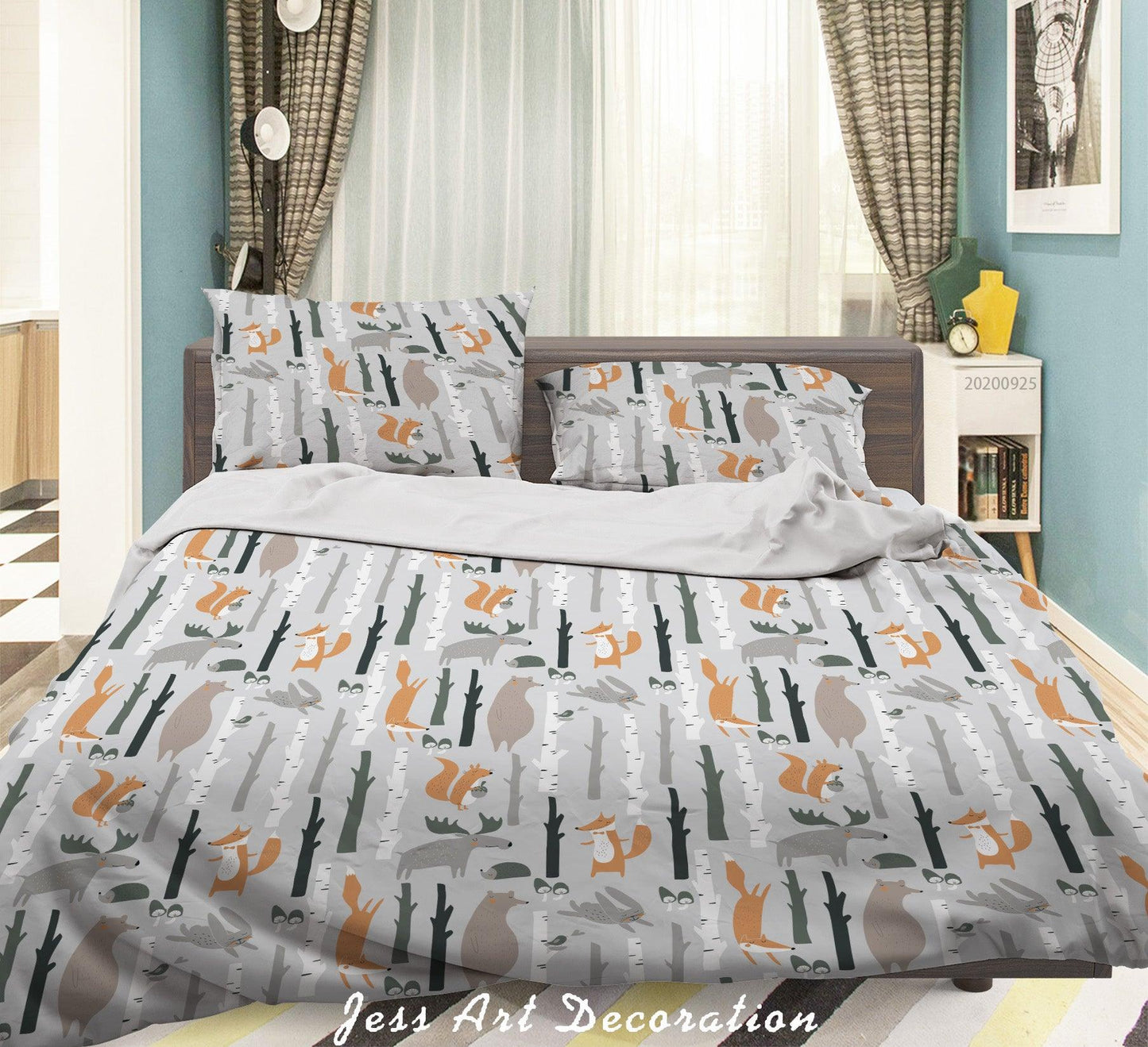 3D Cartoon Animal Squirrel Pattern Quilt Cover Set Bedding Set Duvet Cover Pillowcases WJ 6430